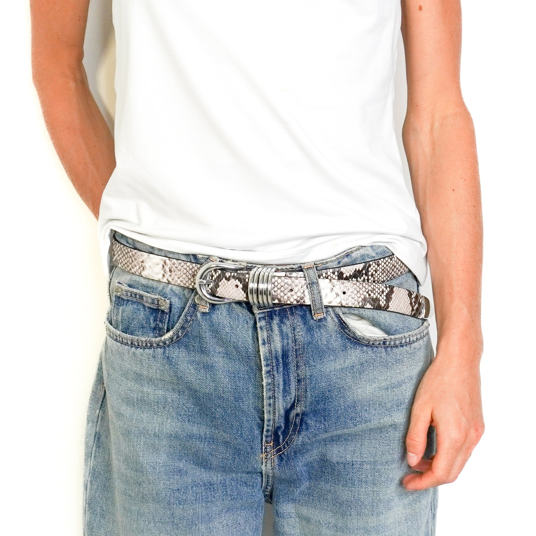 Déhanche Hollyhock Black Viper Leather Belt with Silver Hardware (RRP £245) | Authentic Preloved FINAL SALE