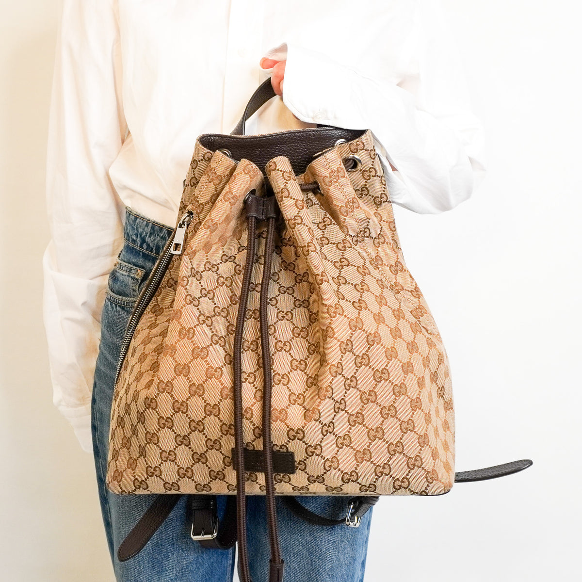 Gucci GG Logo Drawstring Backpack | Authentic Preloved - Reloved Again