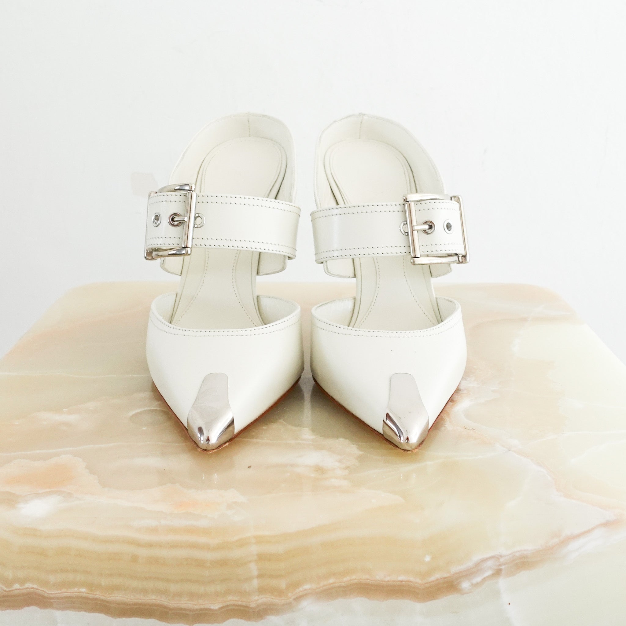 Alexander McQueen Alex Buckle Mules RRP £550 | Authentic Preloved
