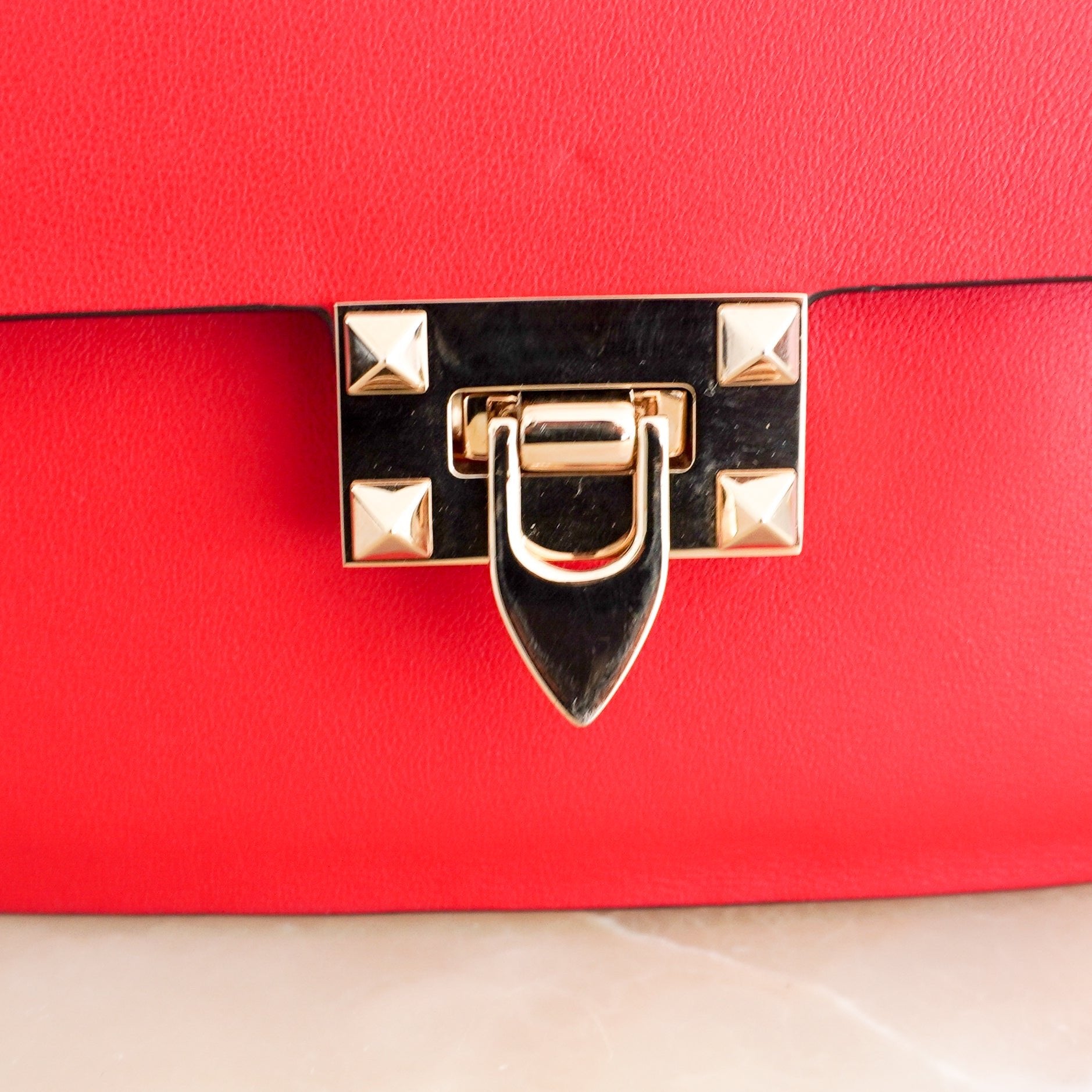 Valentino Garavani Rockstud Small Shoulder Bag in Rouge Pur Red Leather RRP (£1490) | Authentic Preloved - Reloved Again