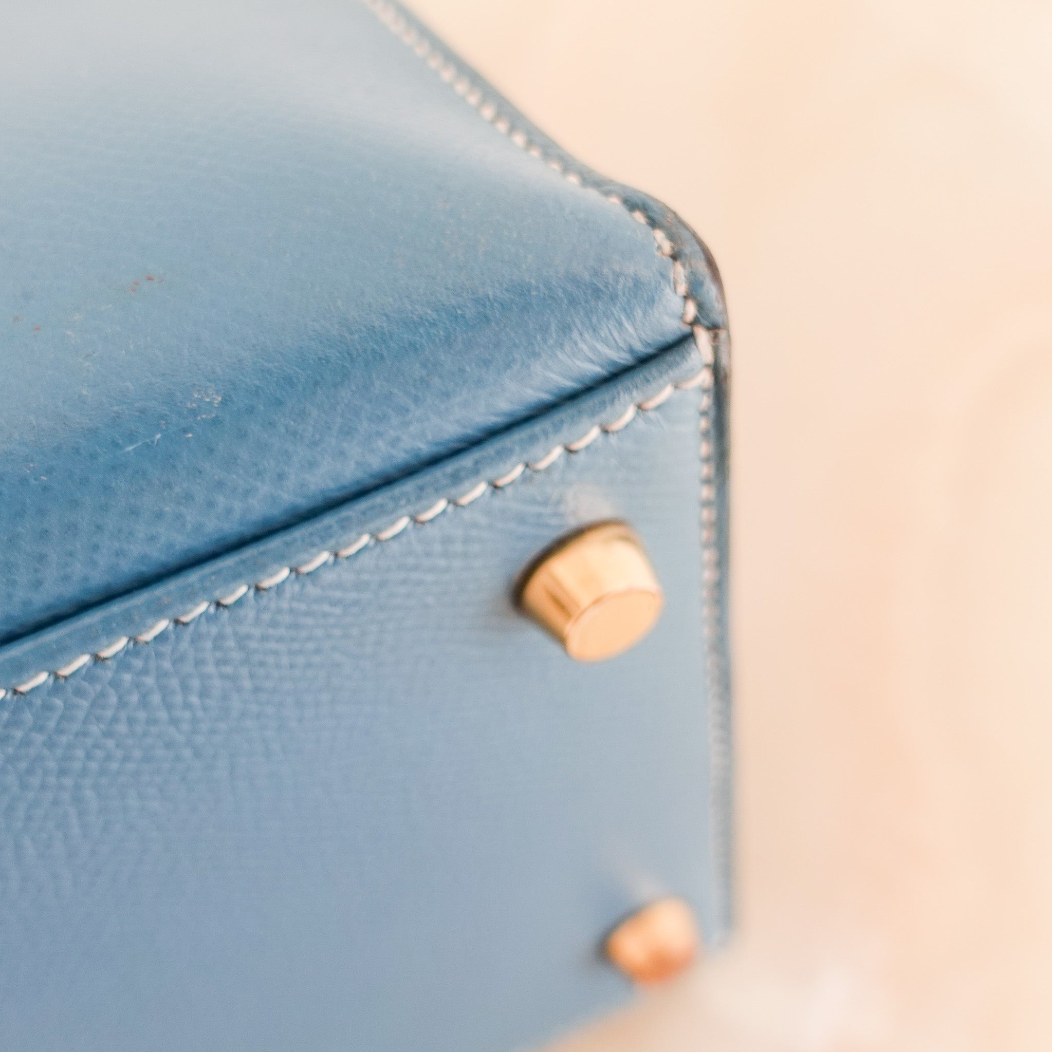 Hermes Kelly 35 - Epsom leather blue jean gold hardware | Authentic Preloved - Reloved Again
