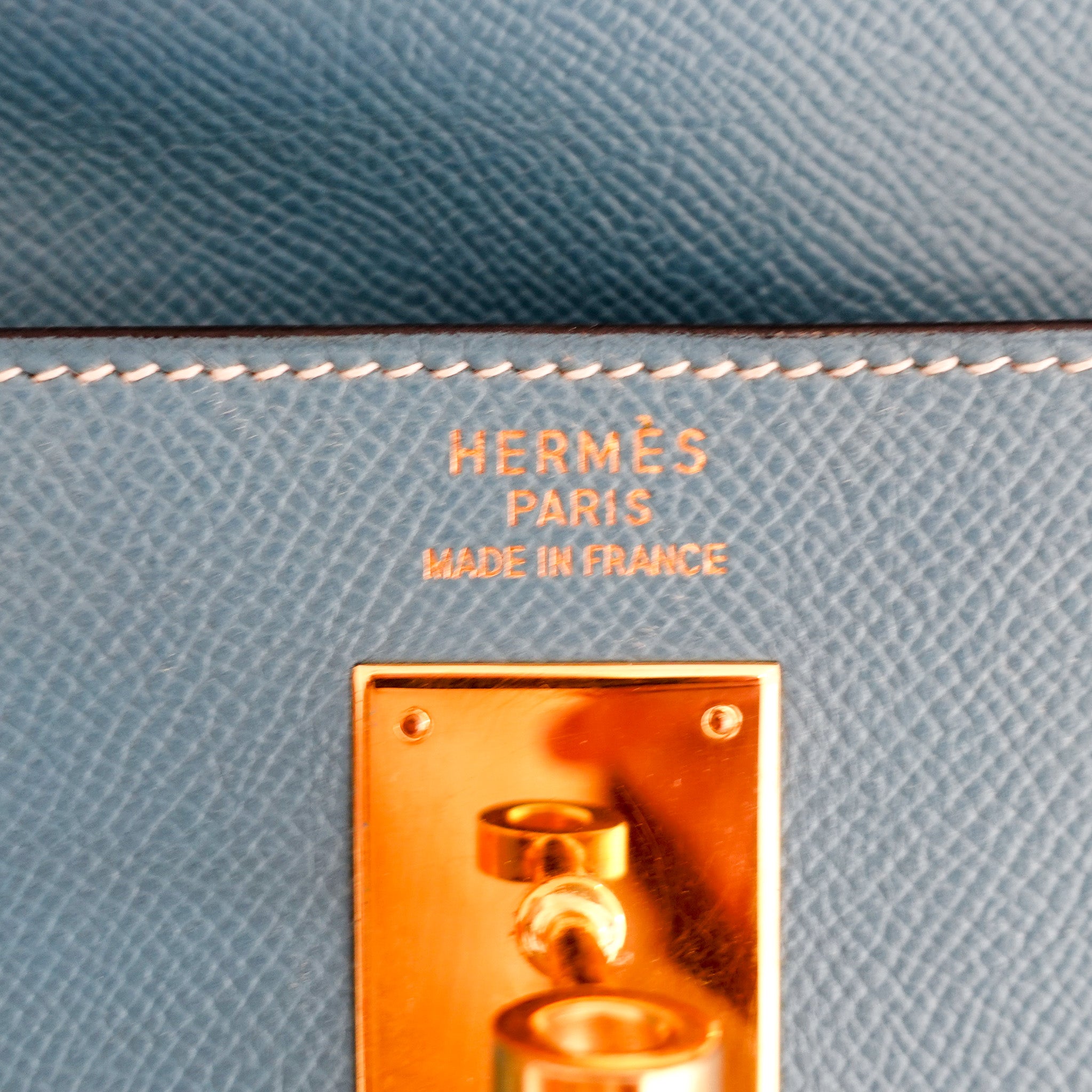 Hermes Kelly 35 - Epsom leather blue jean gold hardware | Authentic Preloved - Reloved Again