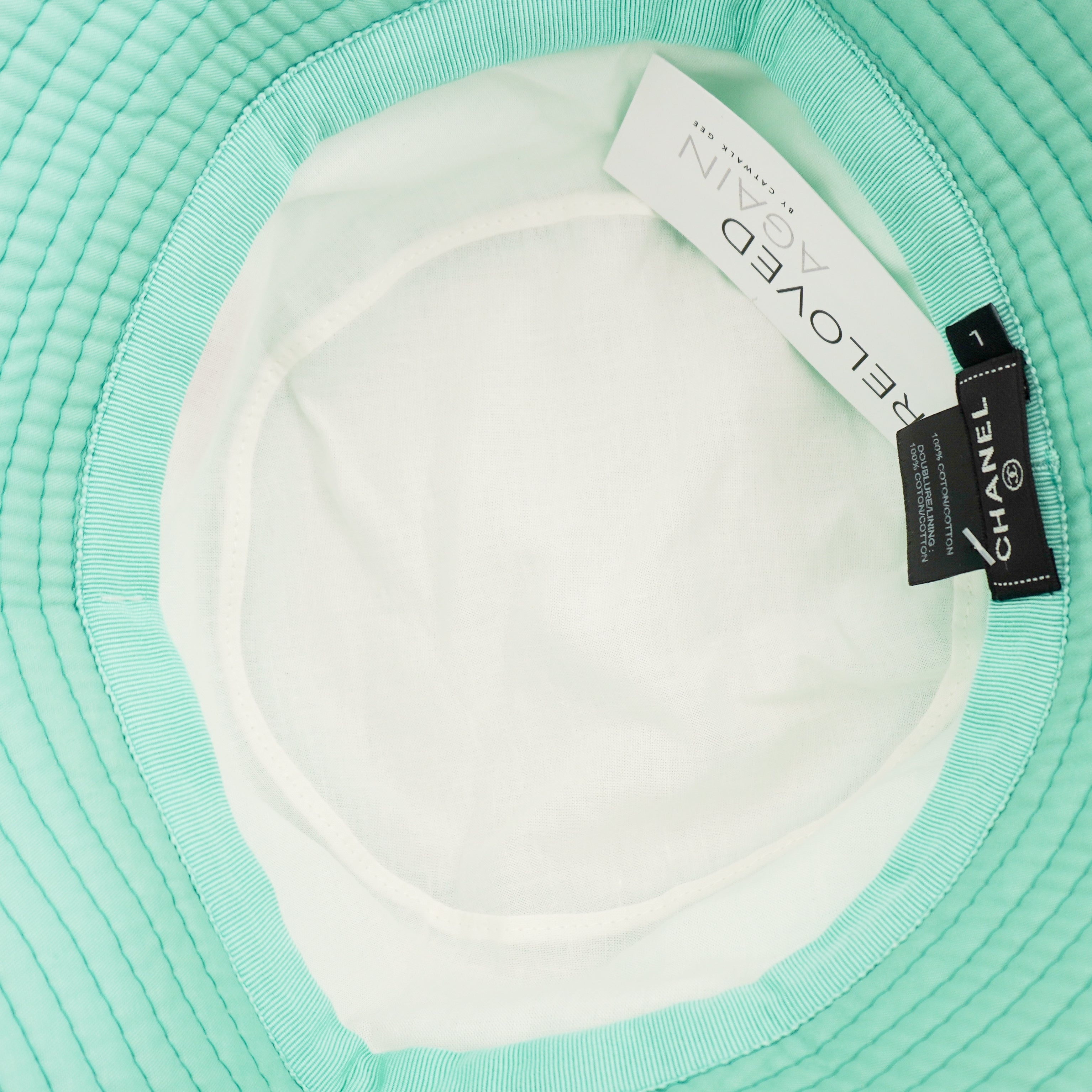 Chanel CC Cotton Cloche Bucket Hat in Mint Green (RRP £820) | Authentic Preloved FINAL SALE