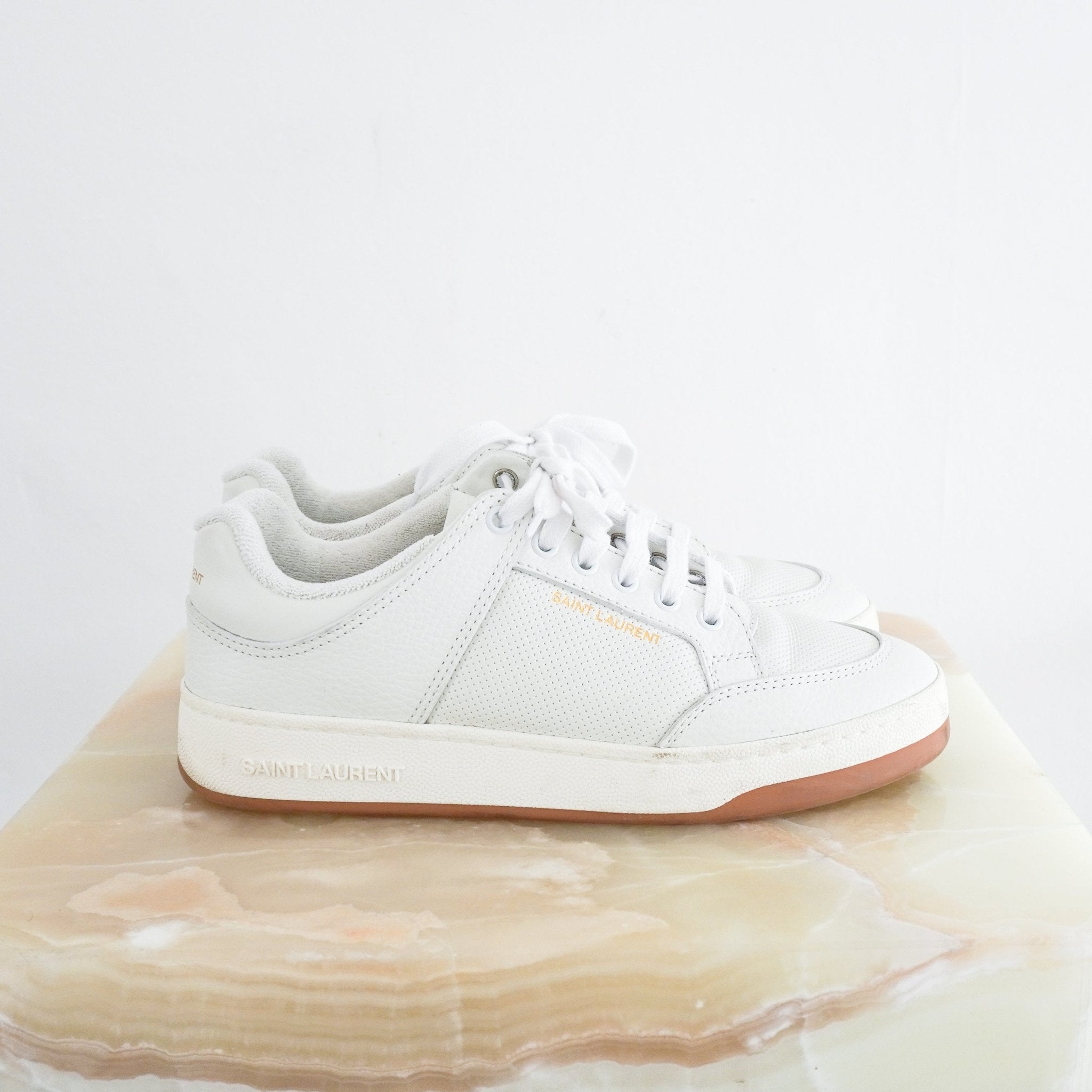 Saint Laurent SL/61 White Lace - Up Leather Sneakers RRP £690 | Authentic Preloved - Reloved Again