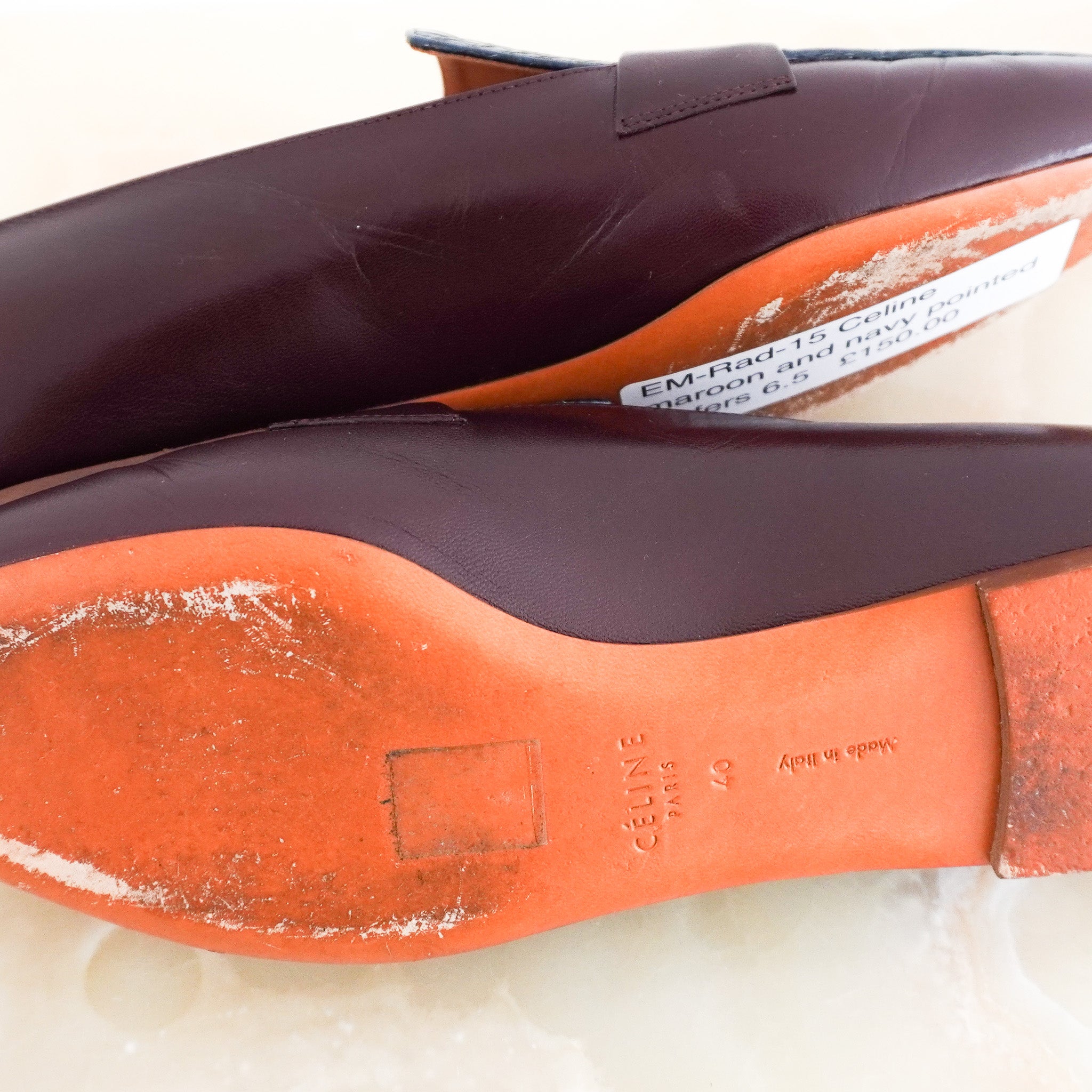 CELINE Brown And Navy Pointed Loafers RRP £850 | Authentic Preloved - Reloved Again