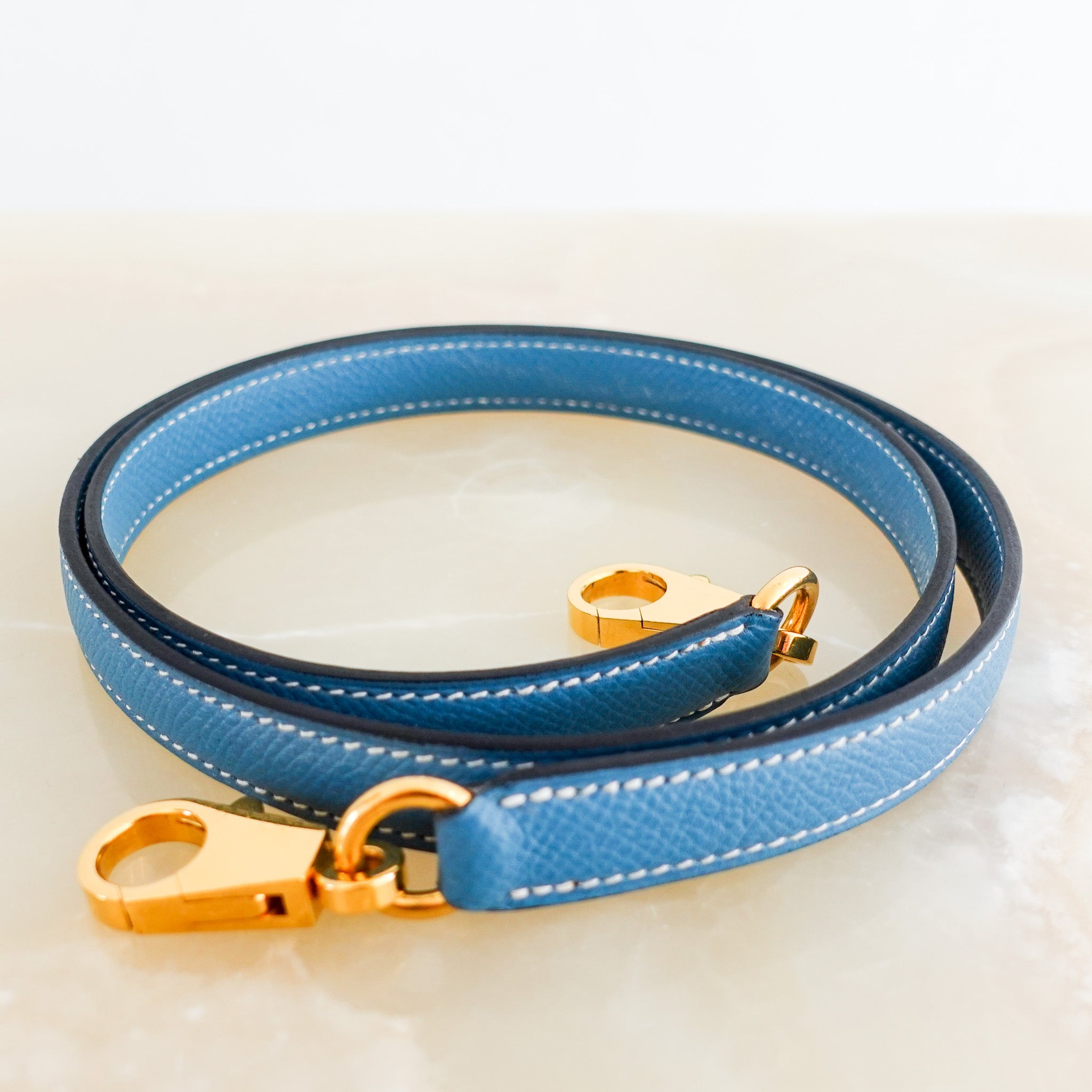 Hermes Kelly 35 - Epsom leather blue jean gold hardware | Authentic Preloved - Reloved Again