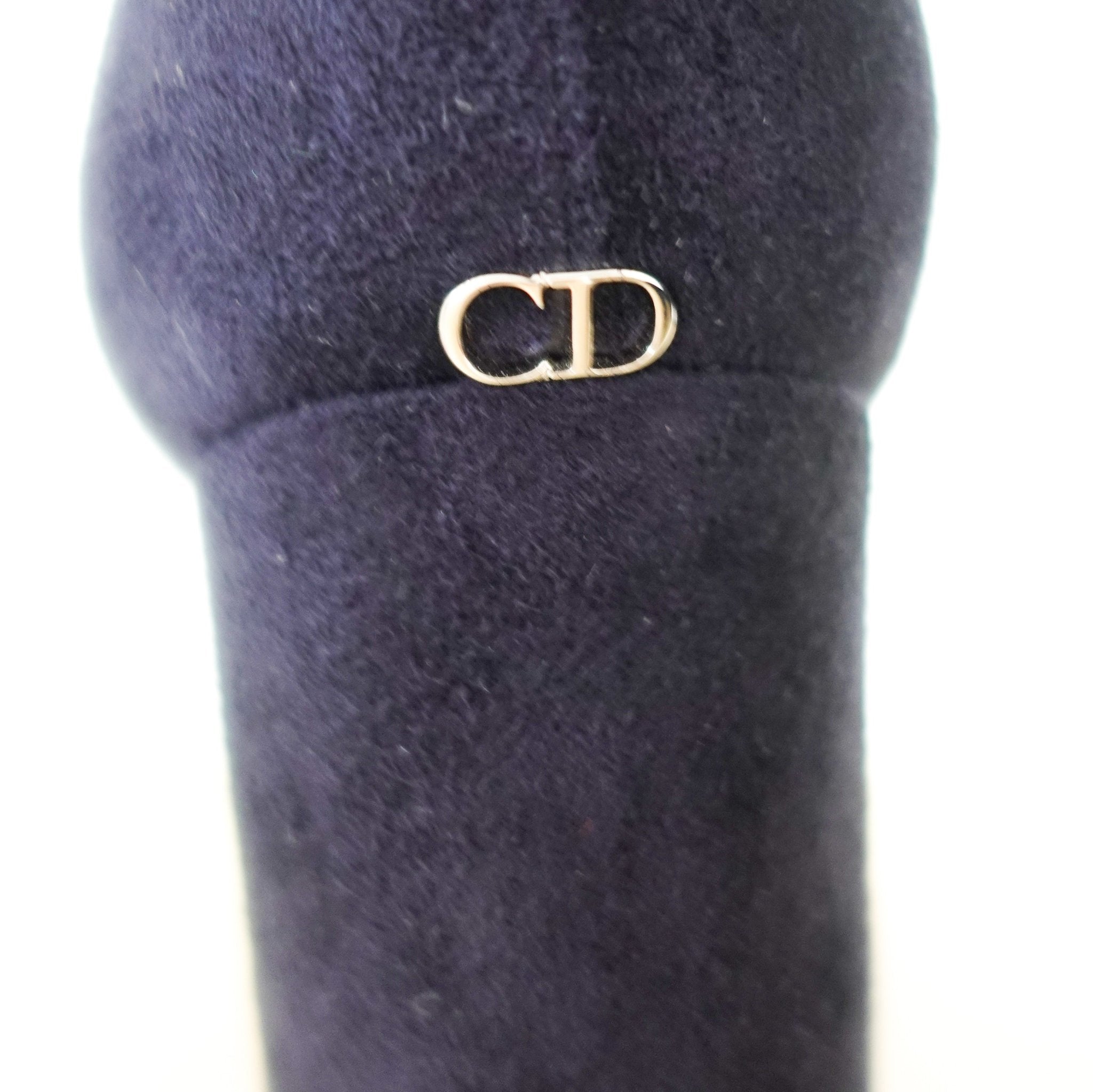 CURRENT SEASON Dior Navy Knee High Suede heeled Boots RRP £1600 | Authentic Preloved - Reloved Again