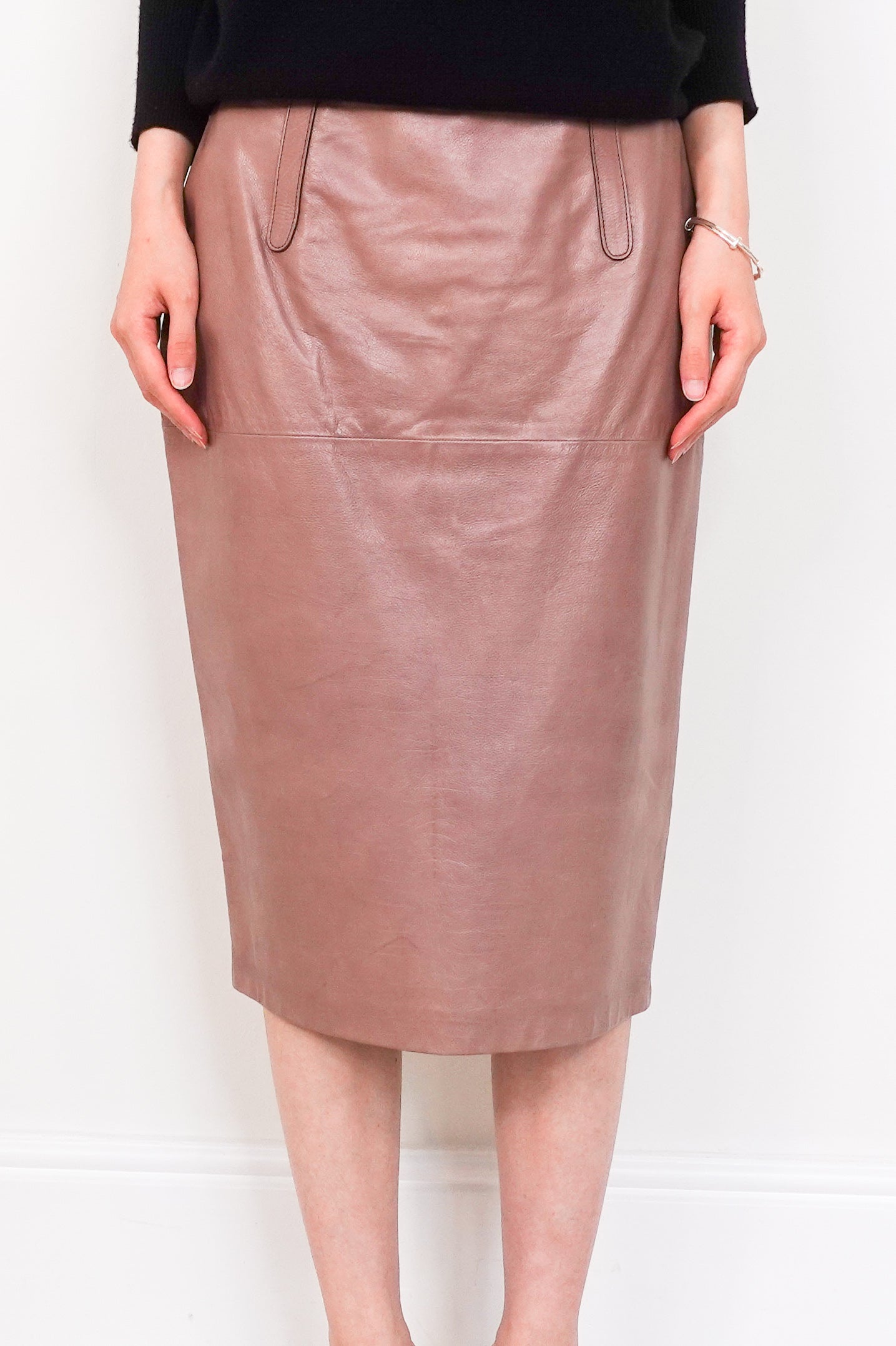 Taupe brown leather skirt new arrivals