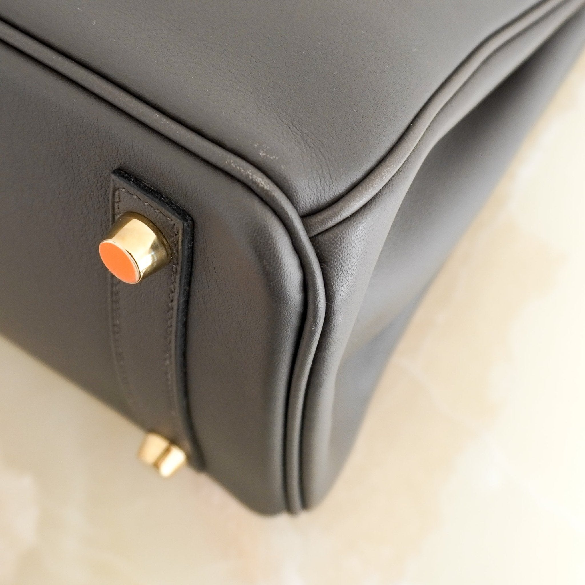 Hermès Birkin 25 Retourne Etain Swift Leather Gold-Tone Hardware | Authentic Preloved - Reloved Again