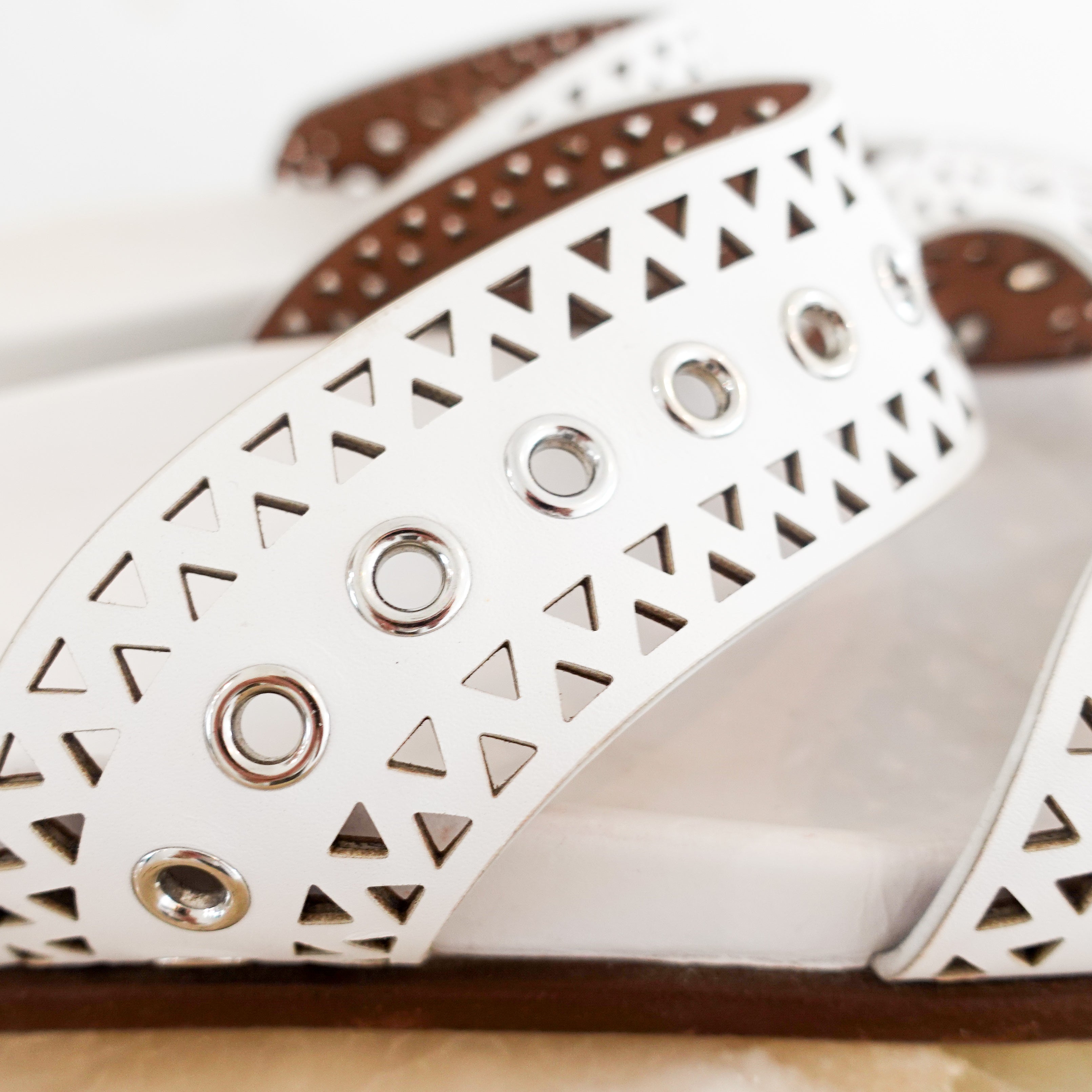 Alaia Perforated Sliders in white RRP £750 | Authentic Preloved