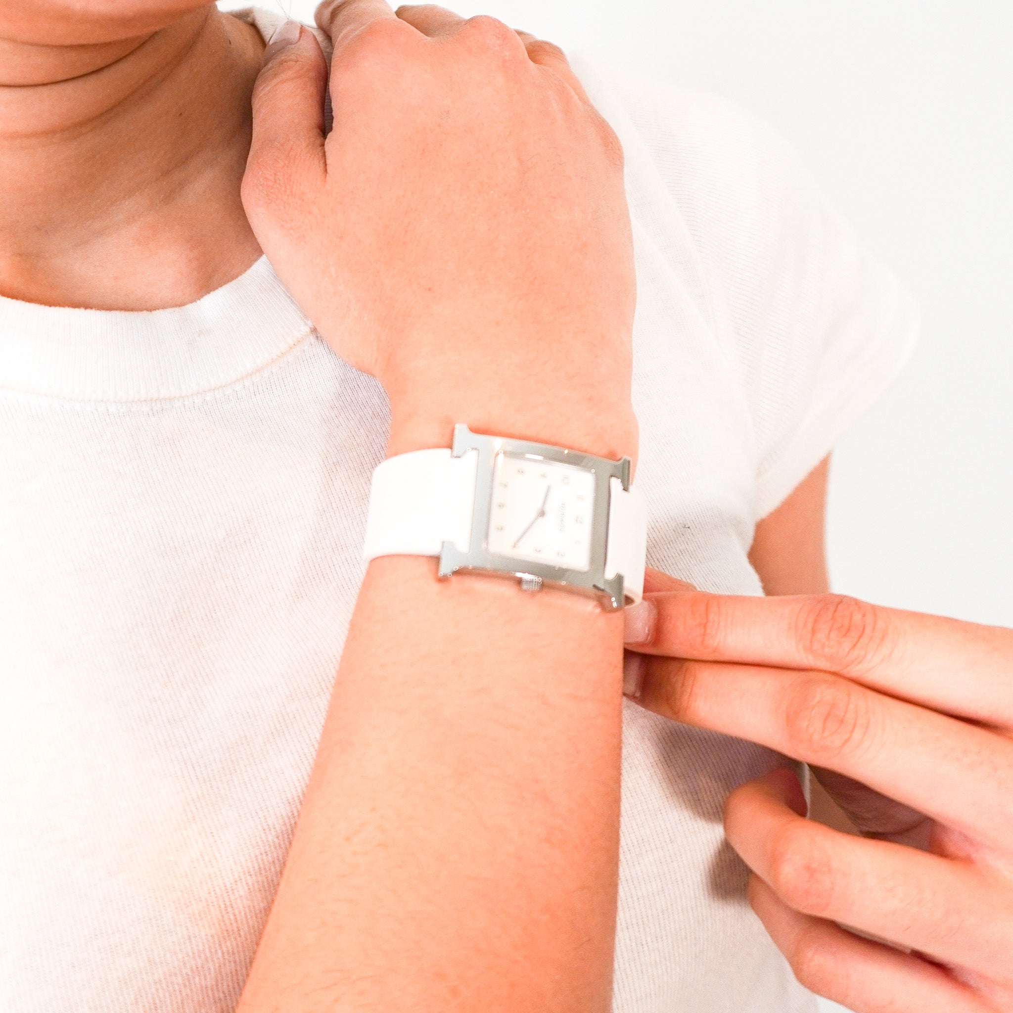 Hermés Heure H Watch in White RRP £2999 | Authentic Preloved - Reloved Again