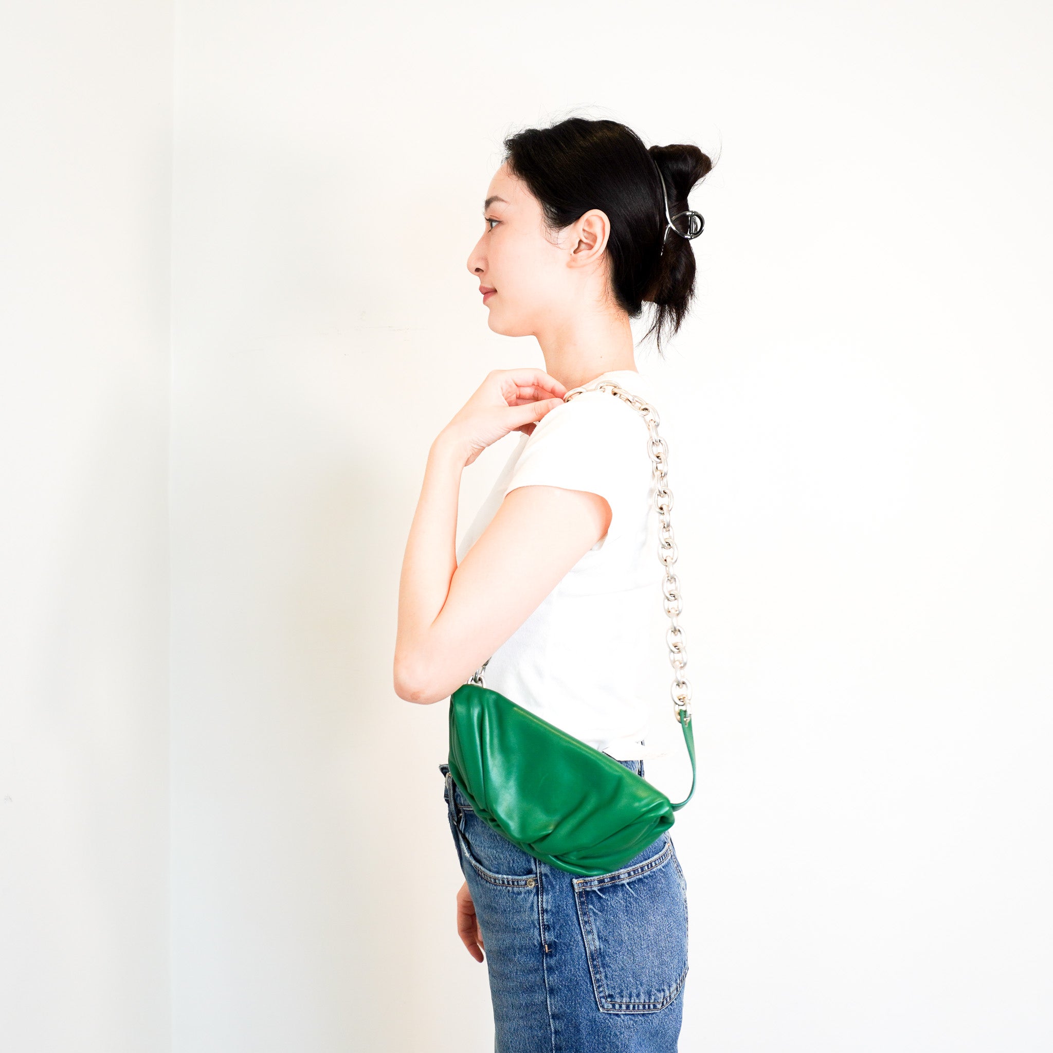 Bottega Veneta Nappa Chain Bag in Green | Authentic Preloved - Reloved Again