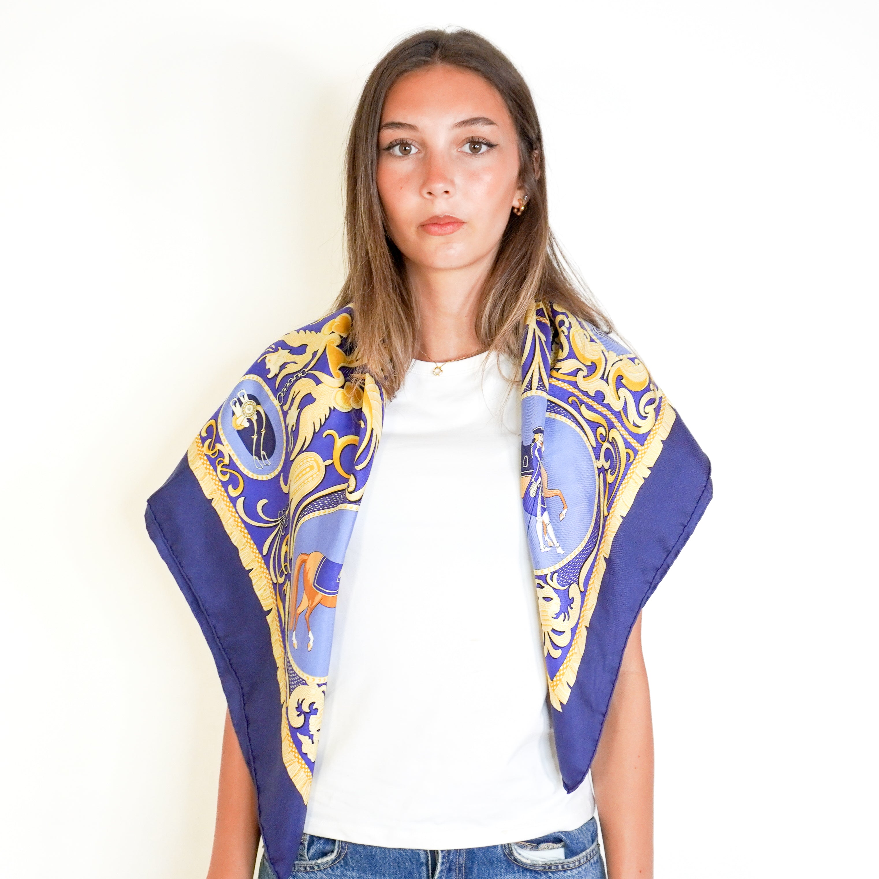 Hermès Blue Carré 90 Twill Scarf (RRP £520) | Authentic Preloved FINAL SALE