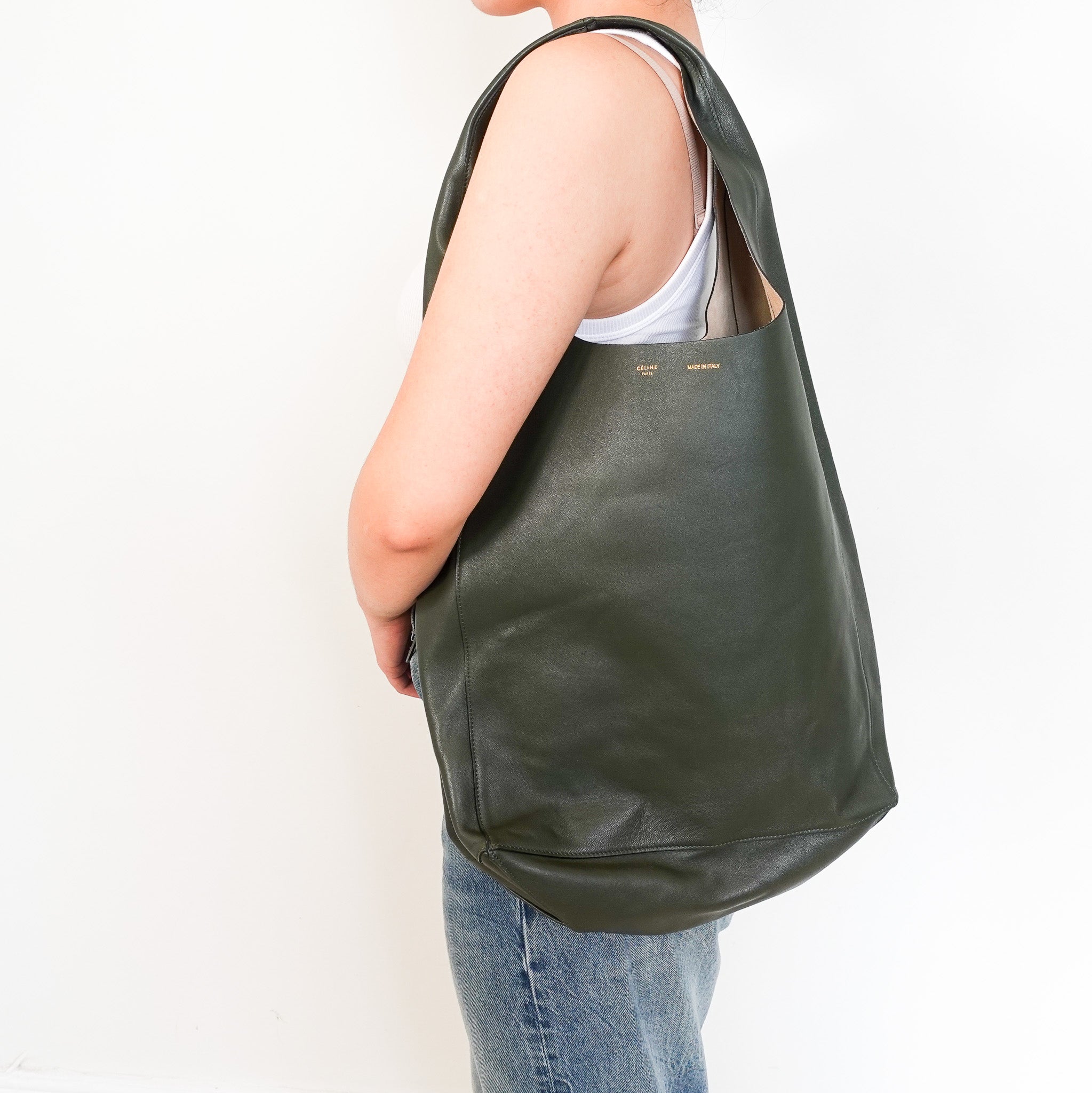 Celine 16 Soft Line Tote in Green | Athentic Preloved - Reloved Again