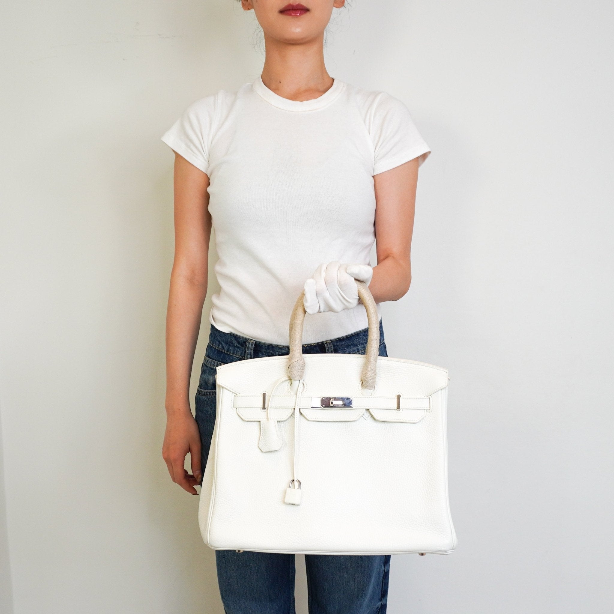 Hermès White Birkin 35 Togo Leather Palladium Hardware | Authentic Preloved - Reloved Again