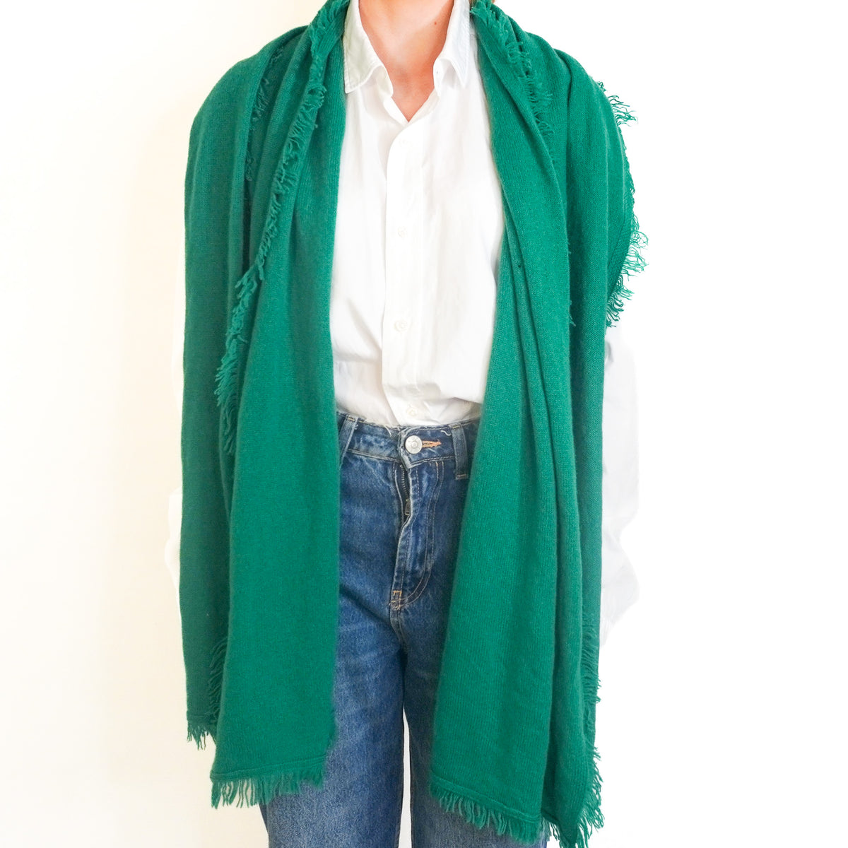 Van Kukil Green Cashmere Scarf | FINAL SALE Authentic Preloved