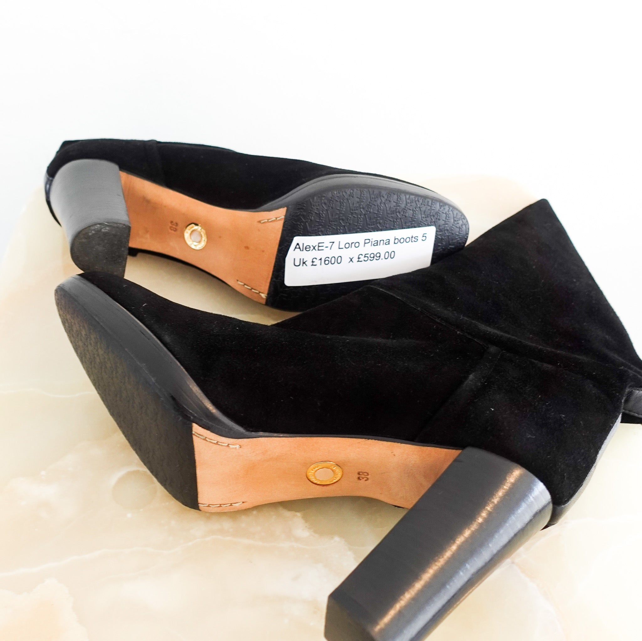 Loro Piana Knee high heeled Suede boots in black RRP £1600 | Authentic Preloved - Reloved Again
