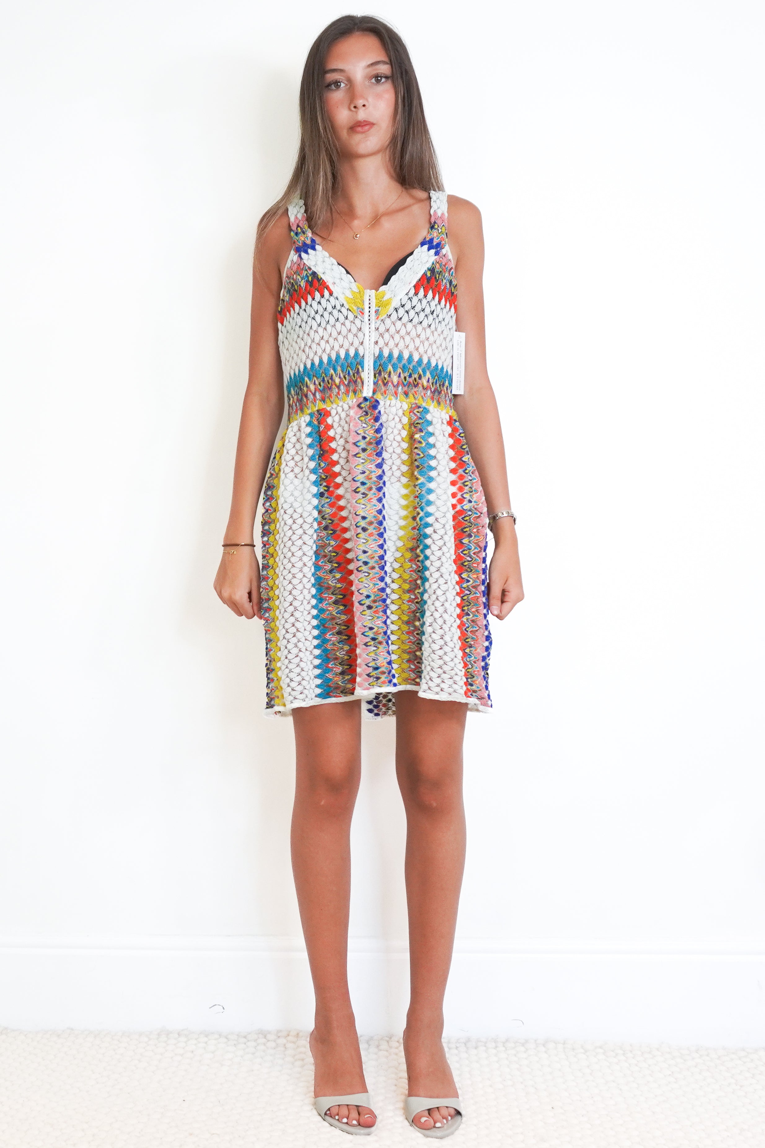 Missoni Sleeveless Short Dress in Multicolor on White Base (RRP £800) | Authentic Preloved