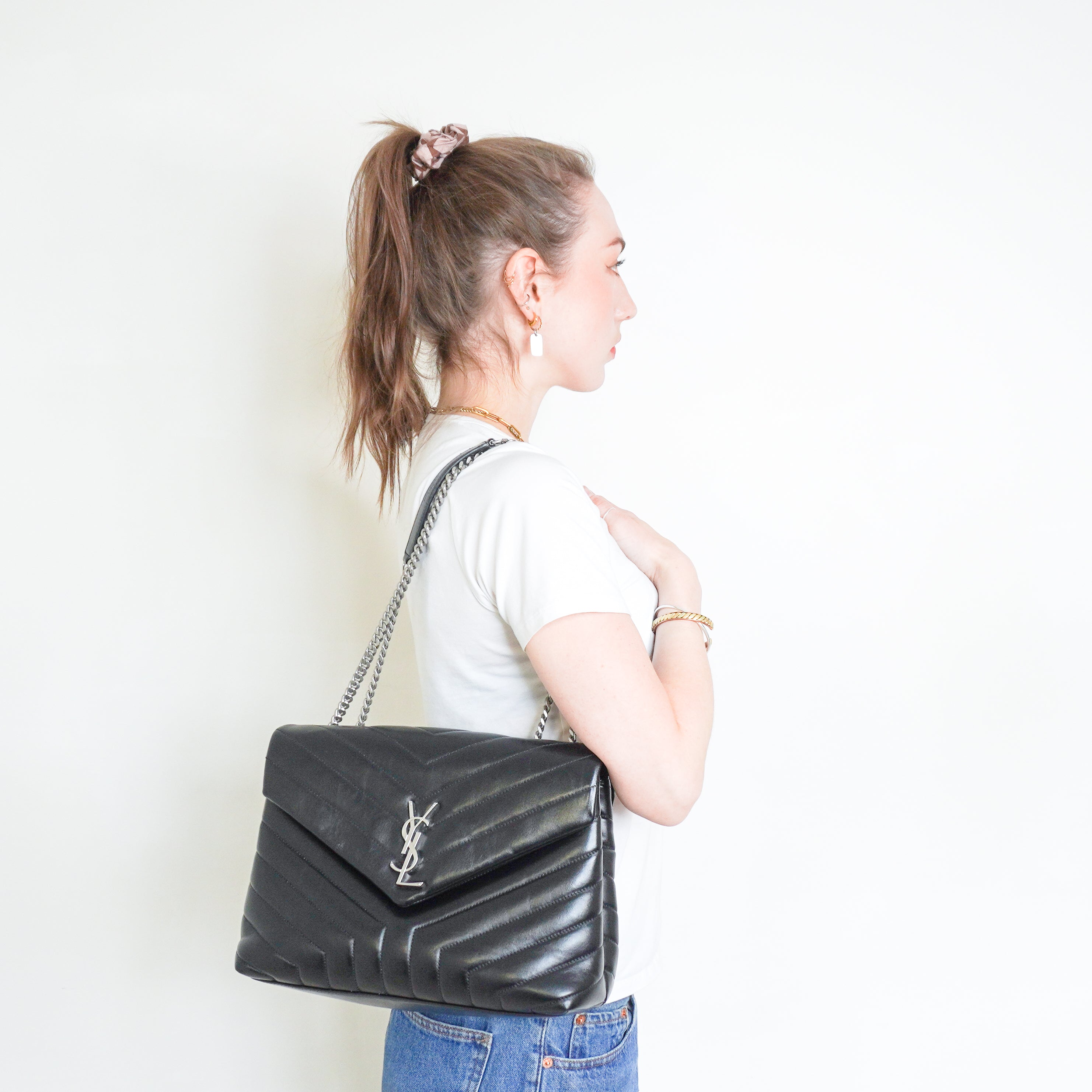 Saint Laurent Black Loulou Medium in Matelassé Lambskin RRP £2350 | Authentic Preloved