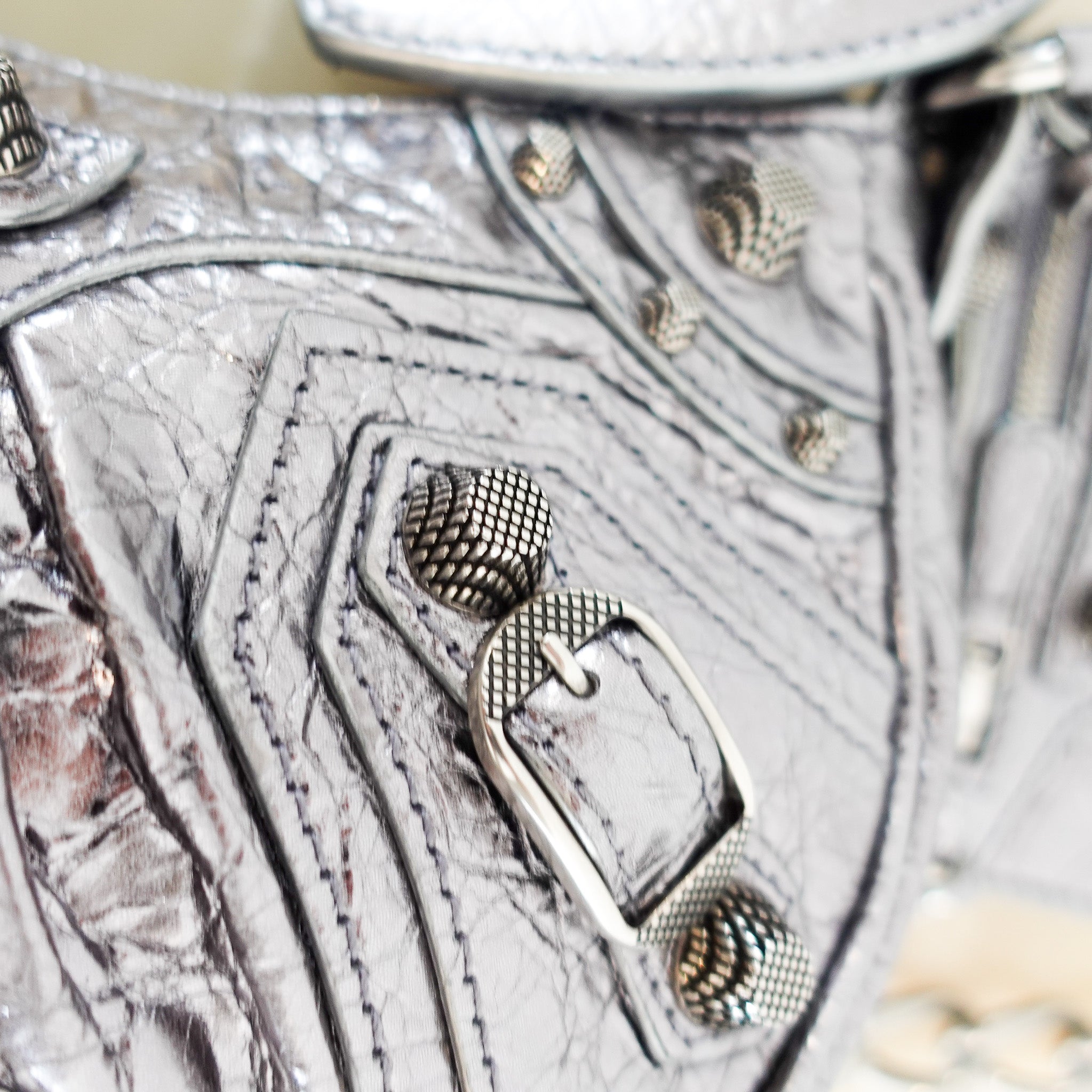 Balenciaga Le Cagole XS Leather Metallic silver shoulder bag RRP £1950 | Authentic Preloved - Reloved Again