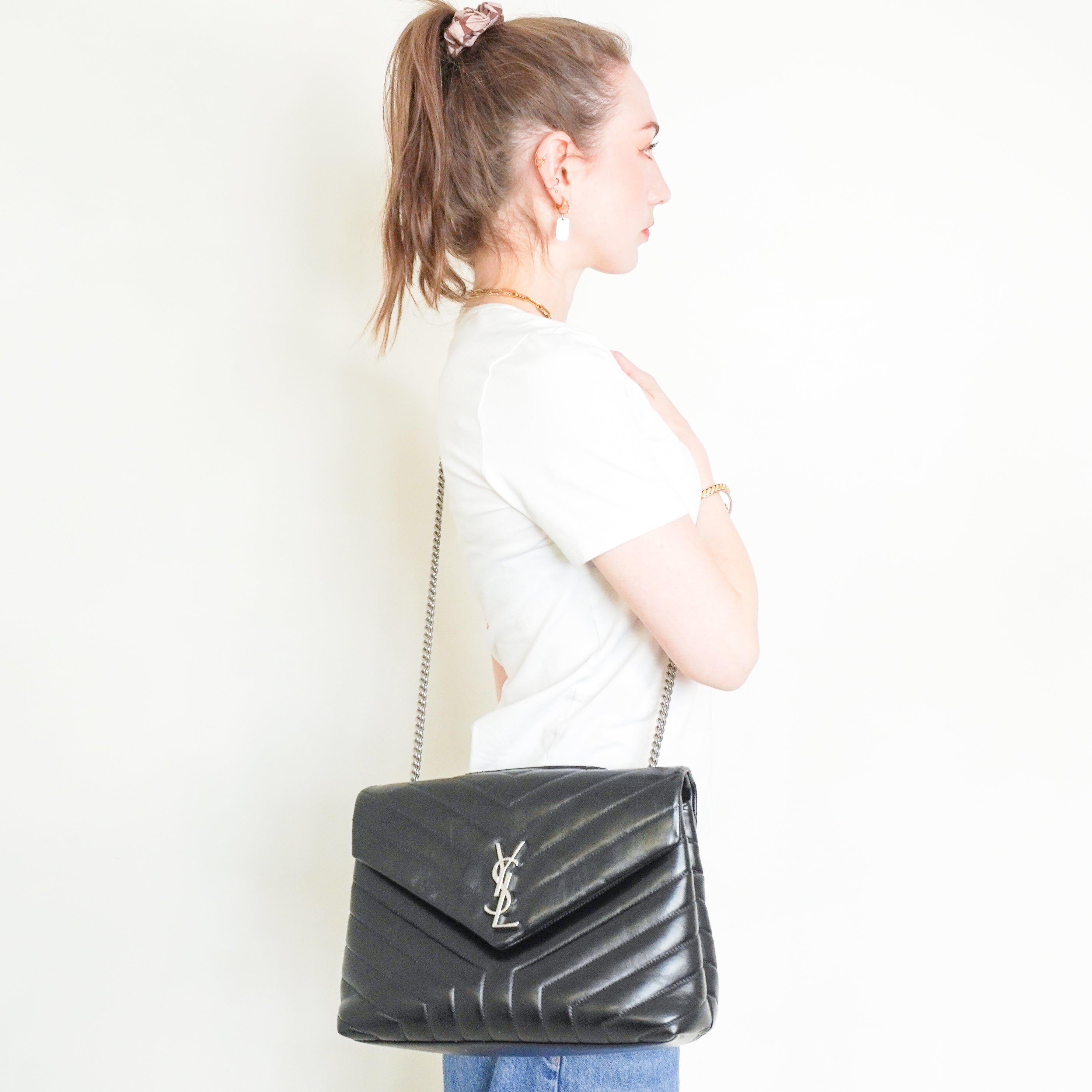 Saint Laurent Black Loulou Medium in Matelassé Lambskin RRP £2350 | Authentic Preloved
