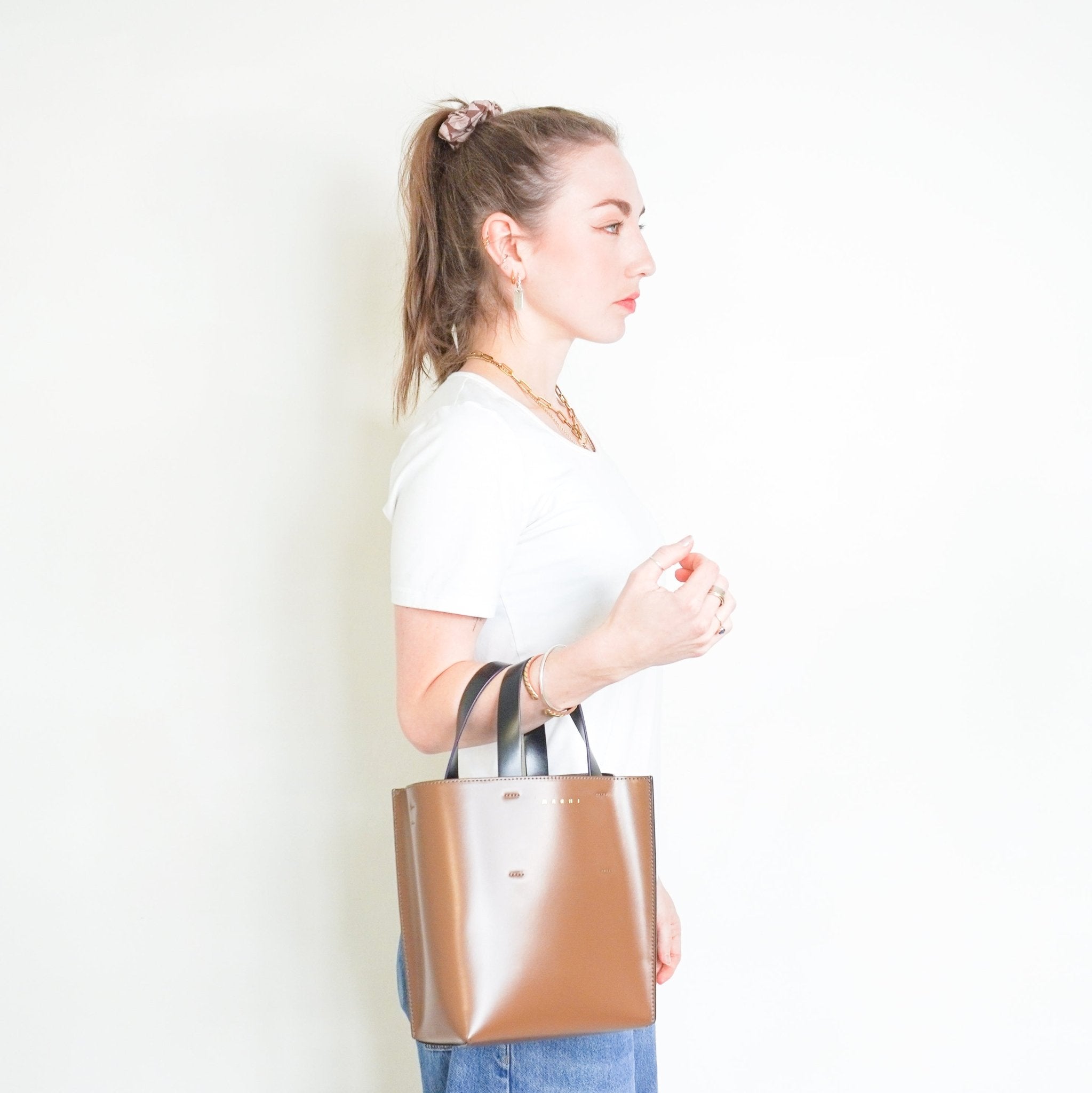 Marni Museo Mini Bag in White and Brown Leather RRP £850 | Preloved Authentic