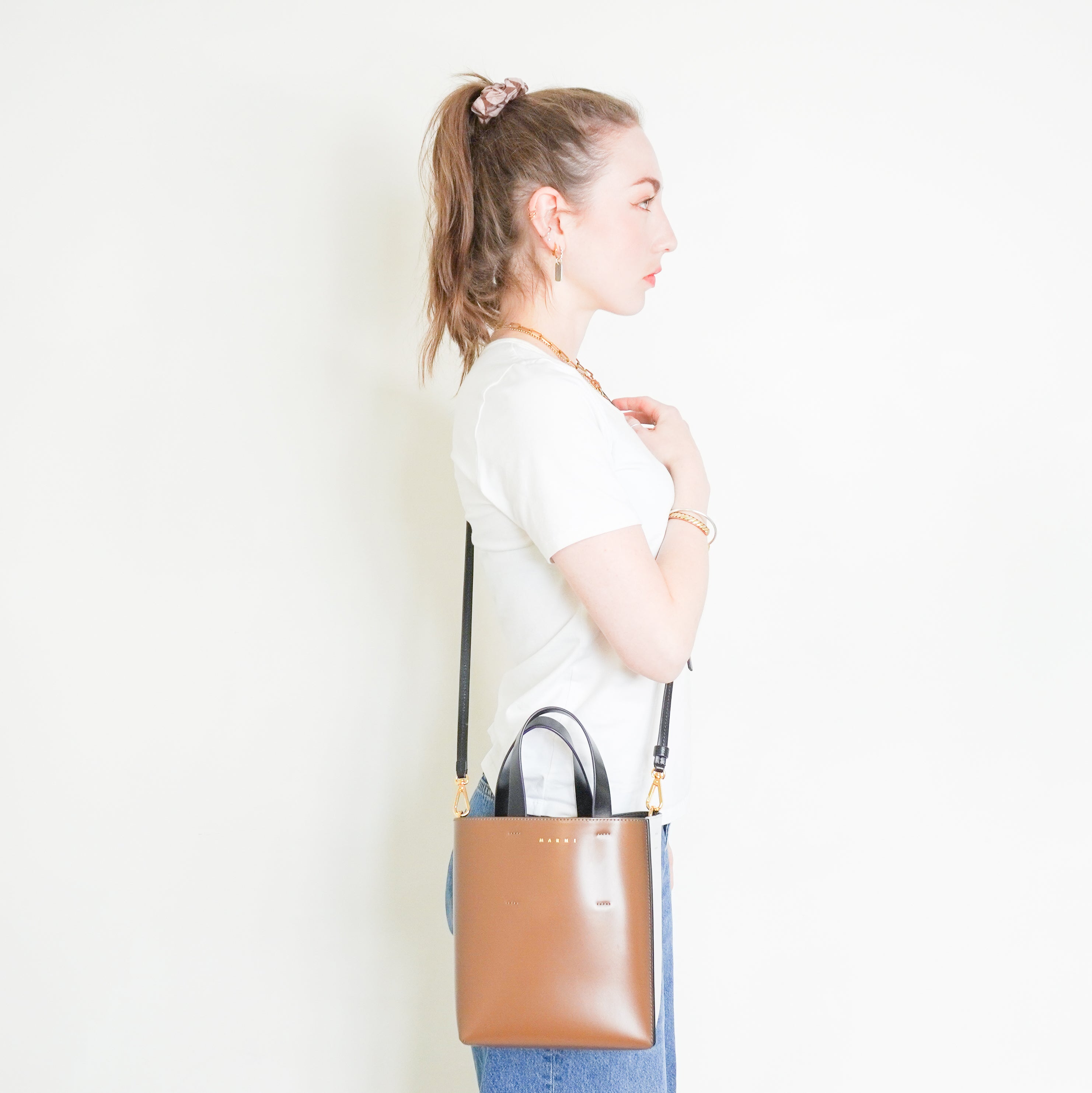 Marni Museo Mini Bag in White and Brown Leather RRP £850 | Preloved Authentic
