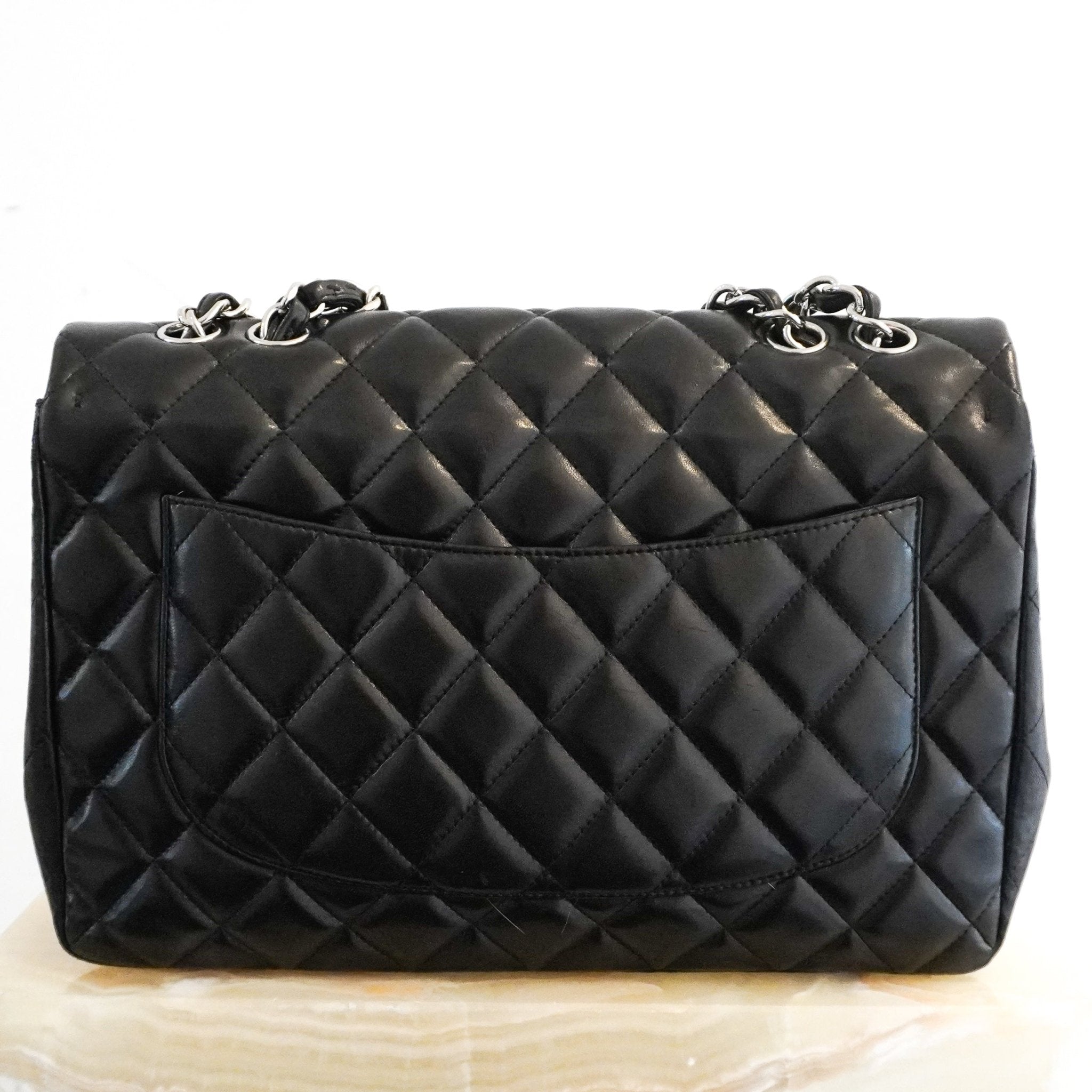 Chanel Jumbo Lambskin Classic Single Flap Bag Black RRP £10k | Authentic Preloved - Reloved Again