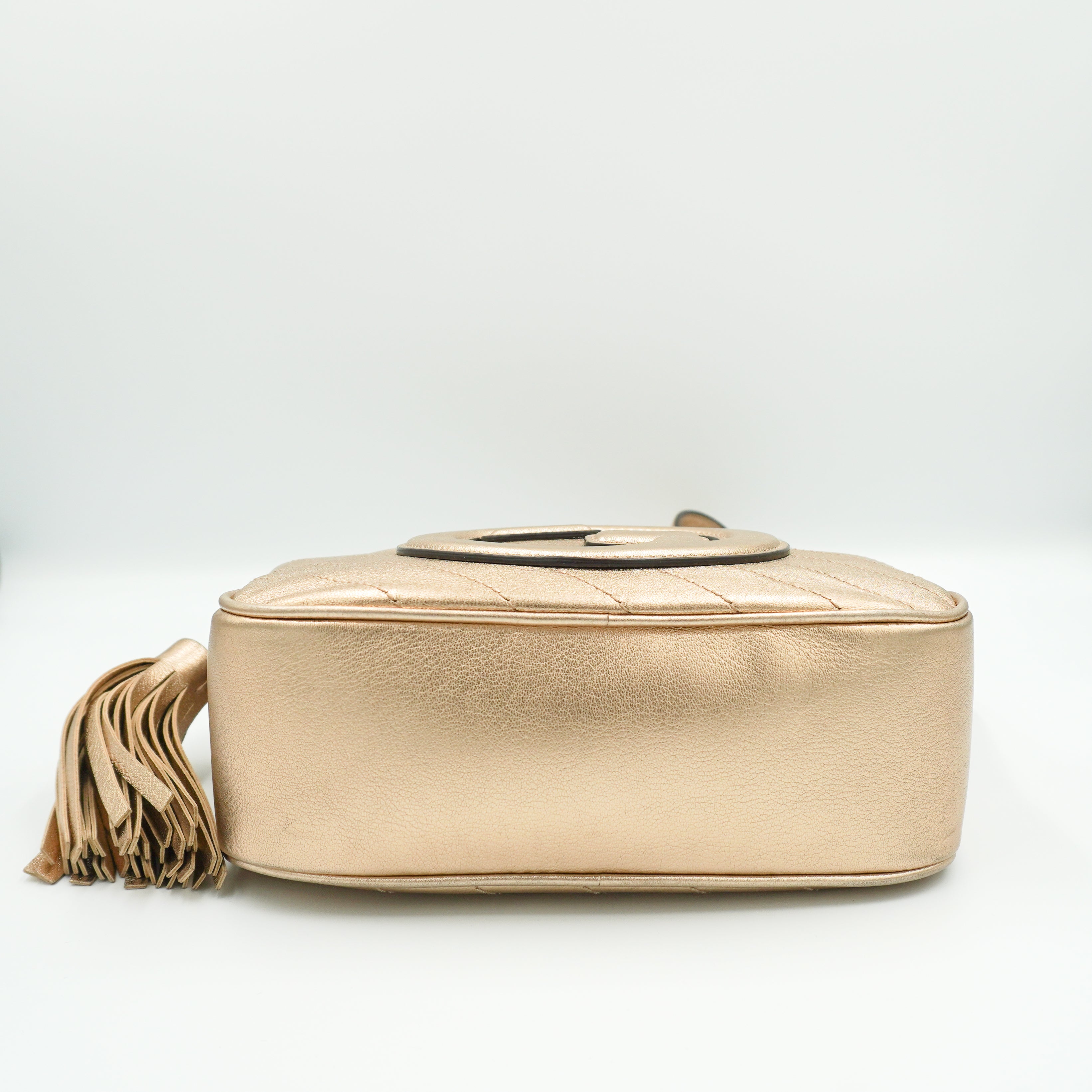 Gucci Blondie Small Shoulder Bag Metallic Golden Beige Leather (RRP £1980) | Authentic Preloved