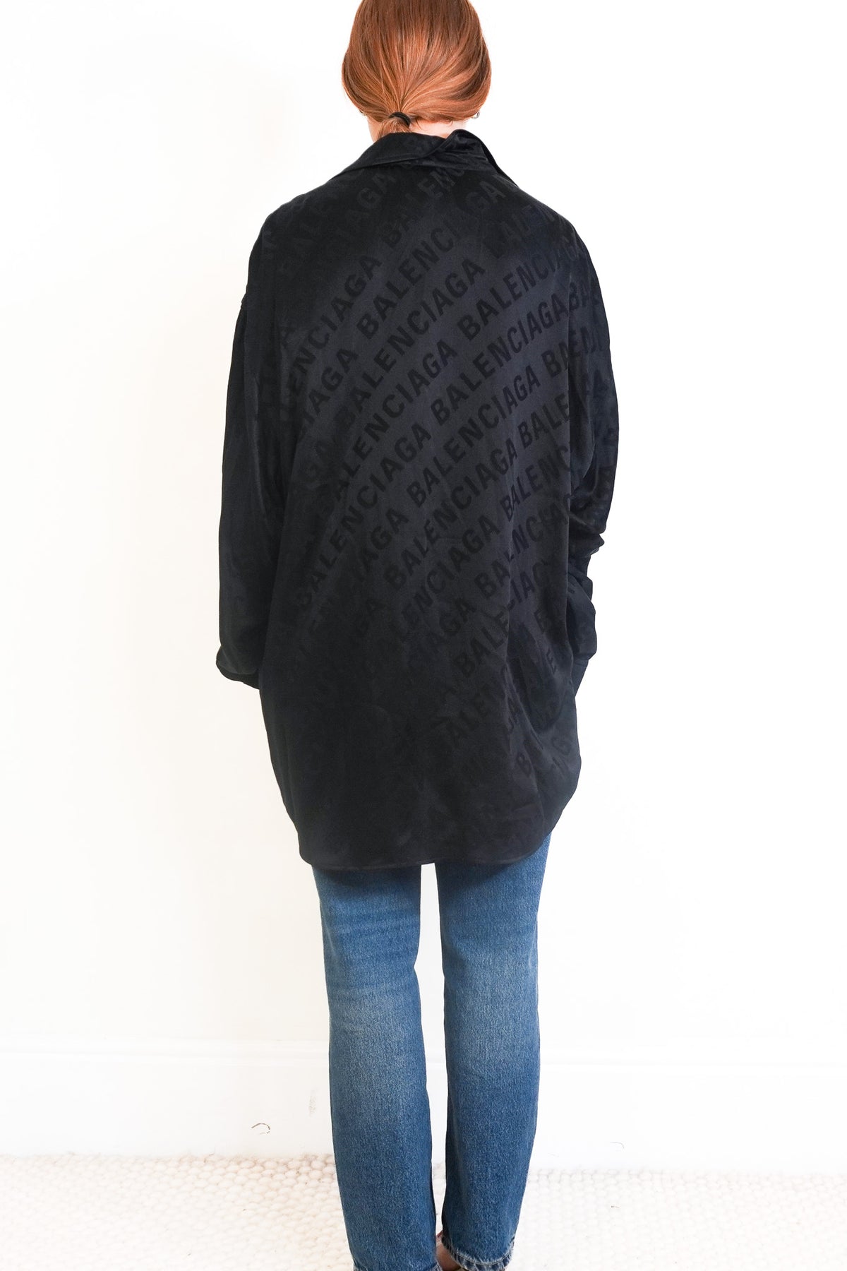 Balenciaga Black Silk Logo Blouse (RRP £1500) | Authentic Preloved