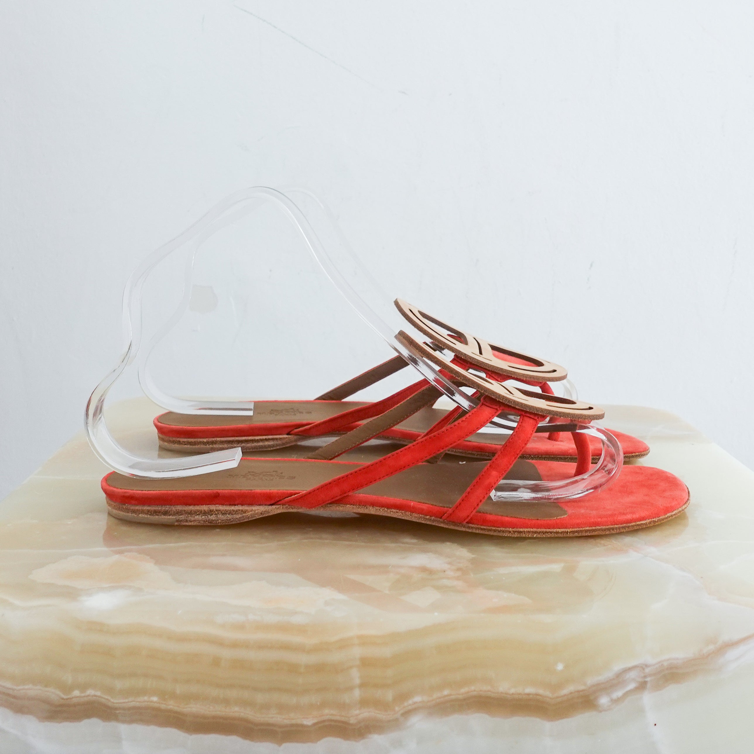 Open toe leather flip flops RRP £700