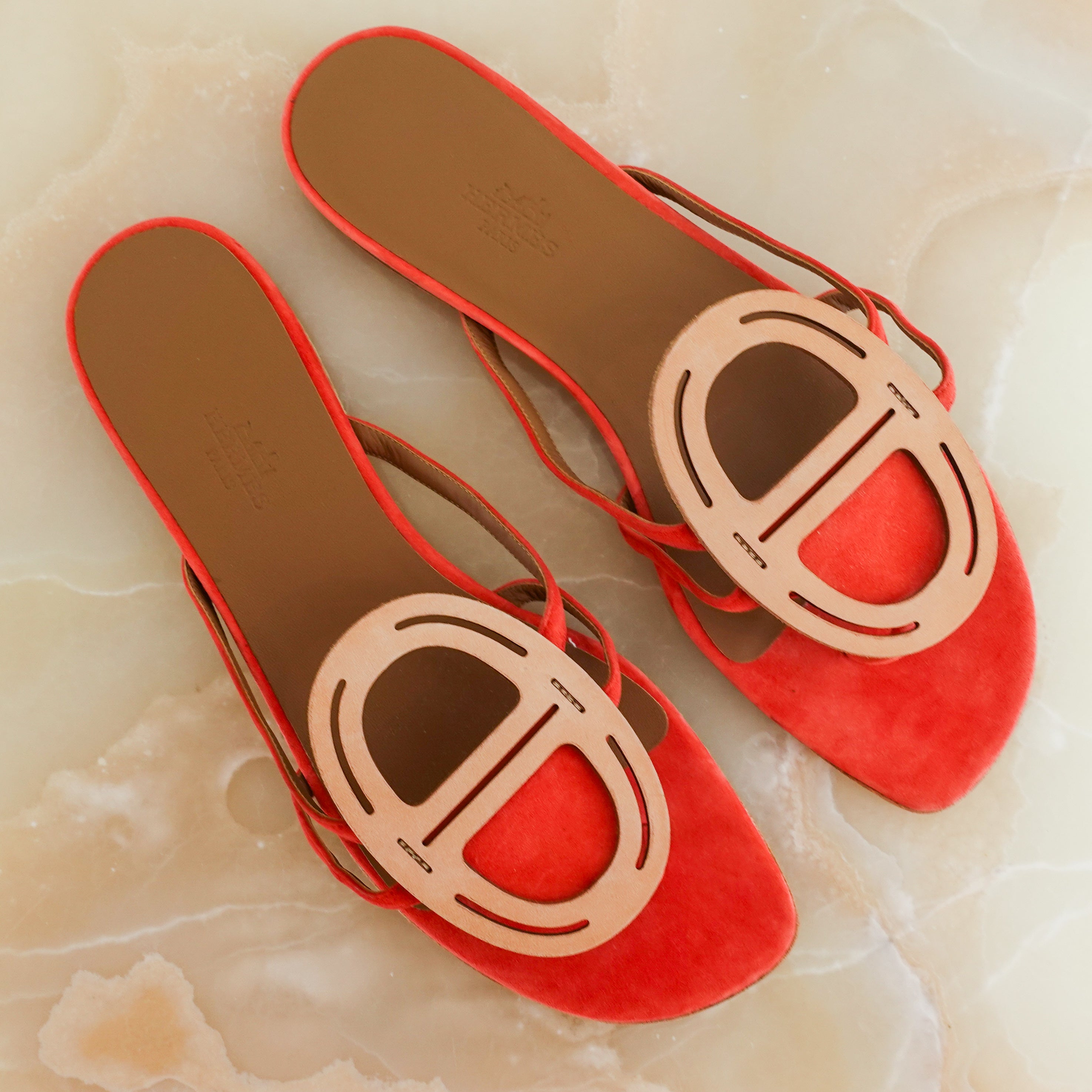 Open toe leather flip flops RRP £700