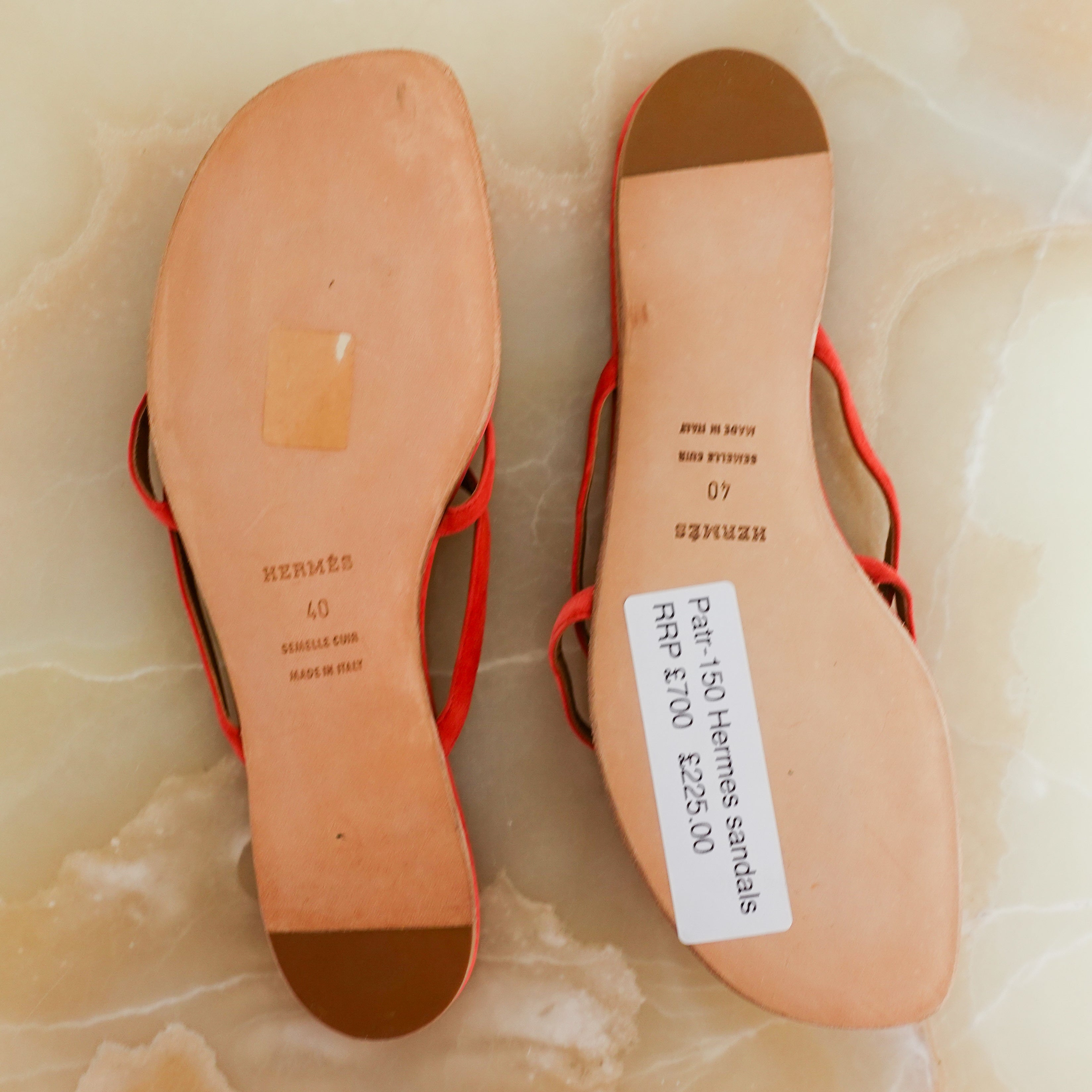 Open toe leather flip flops RRP £700