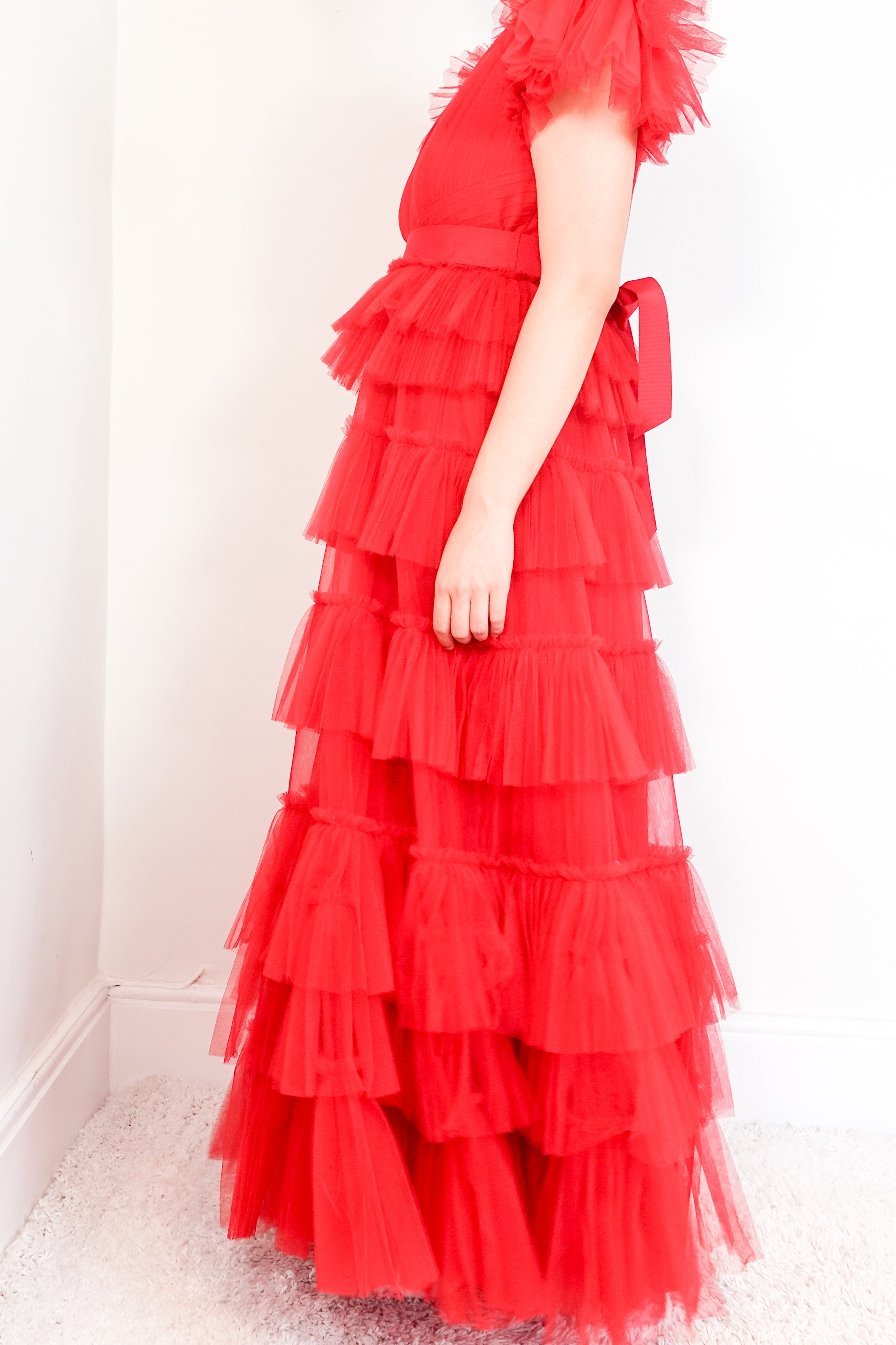 Huisan Zhang Tiered tulle Red Dress RRP £1.8K | Authentic Preloved