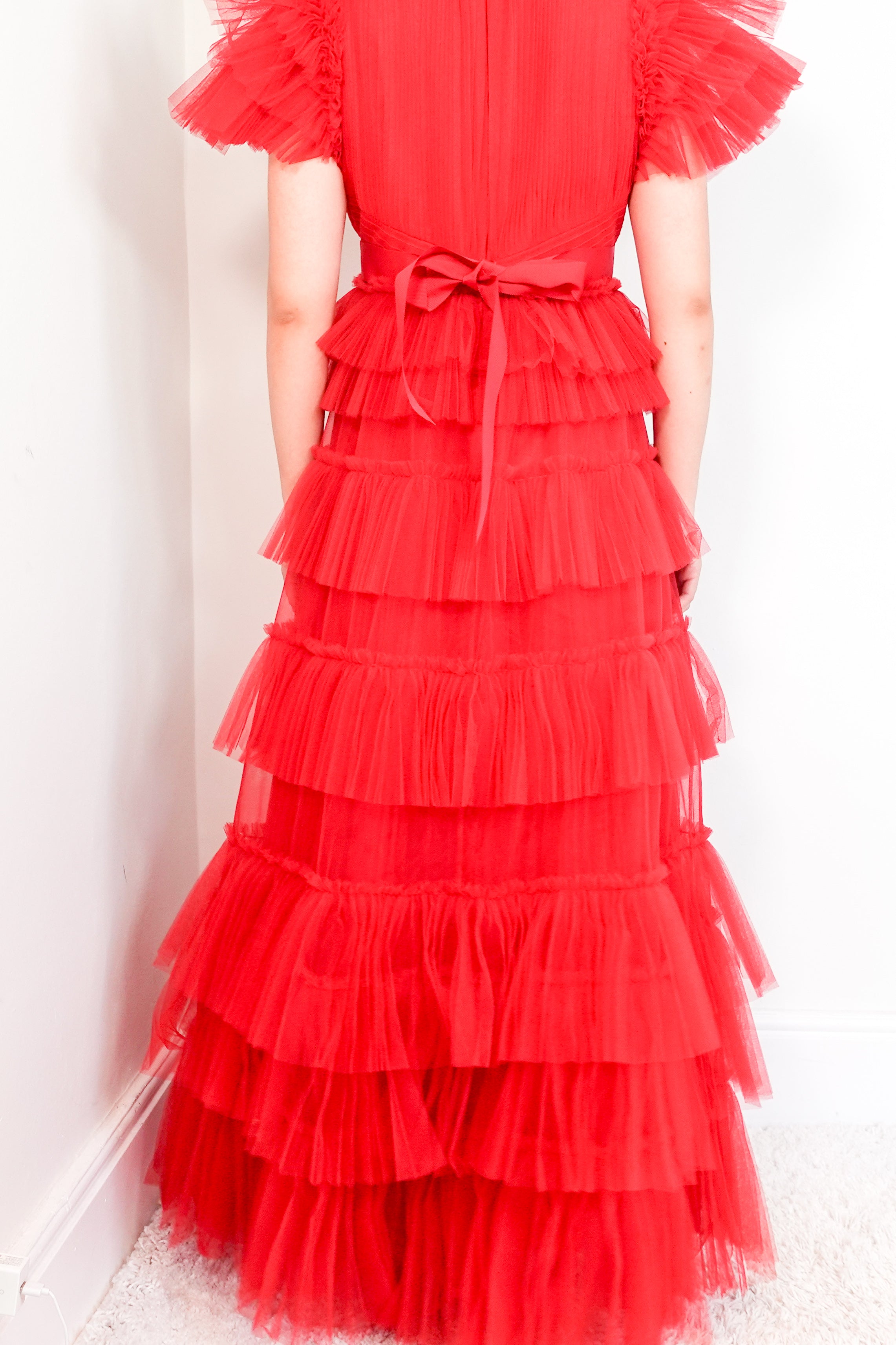 Huisan Zhang Tiered tulle Red Dress RRP £1.8K | Authentic Preloved