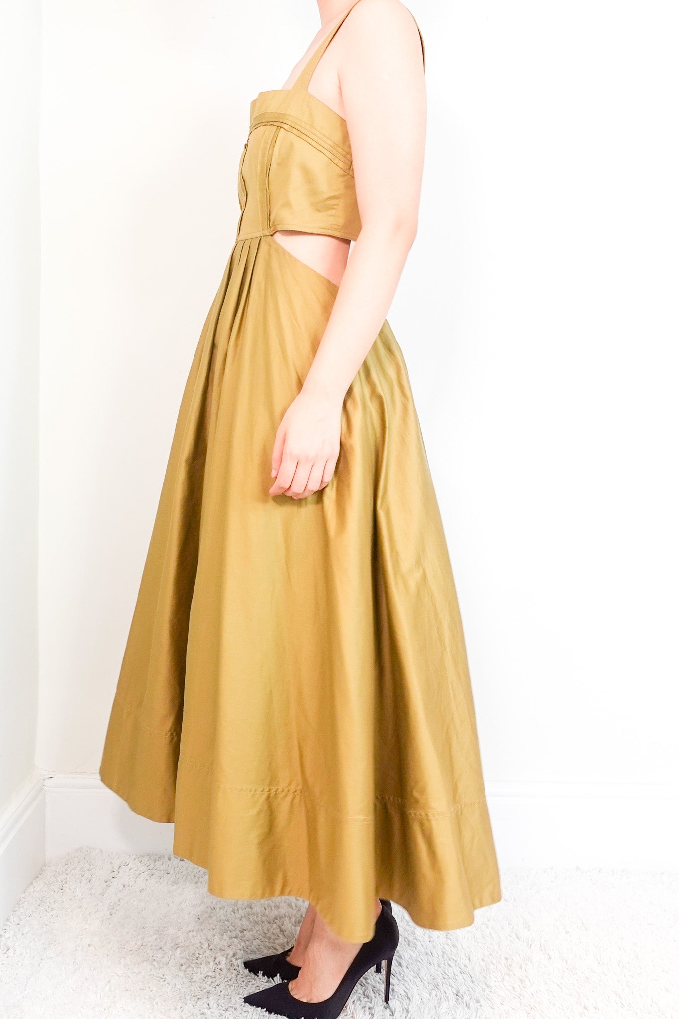 Aje Khaki Cut Out Midi Dress RRP £450 | Authentic Preloved