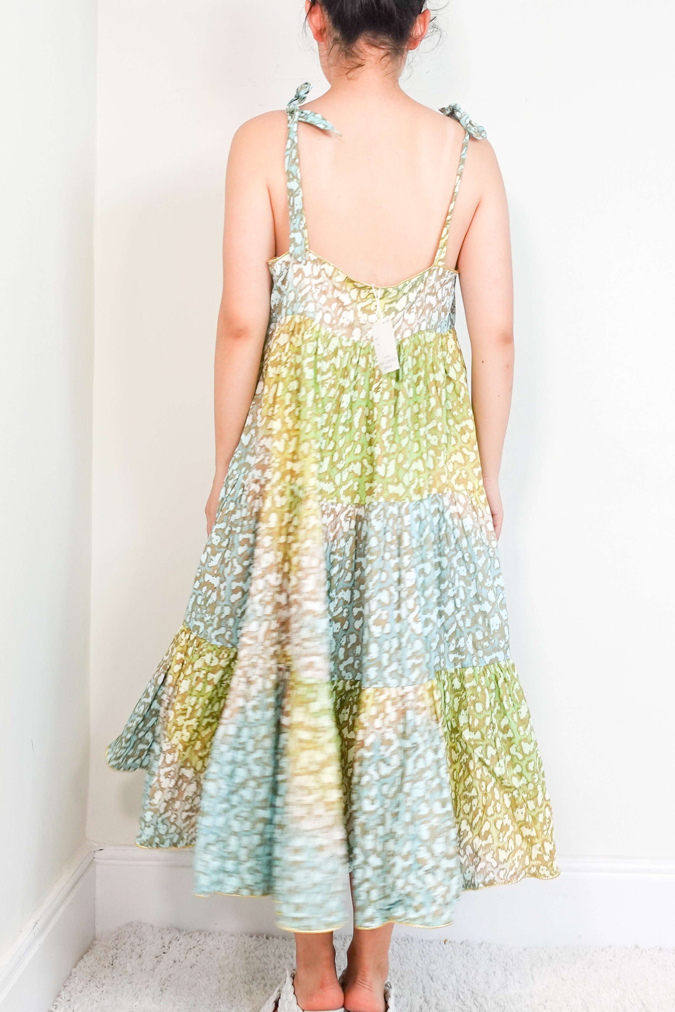 Juliet Dunn Tie Dye 70s Leopard print Midi Sundress RRP £250 | Authentic Preloved