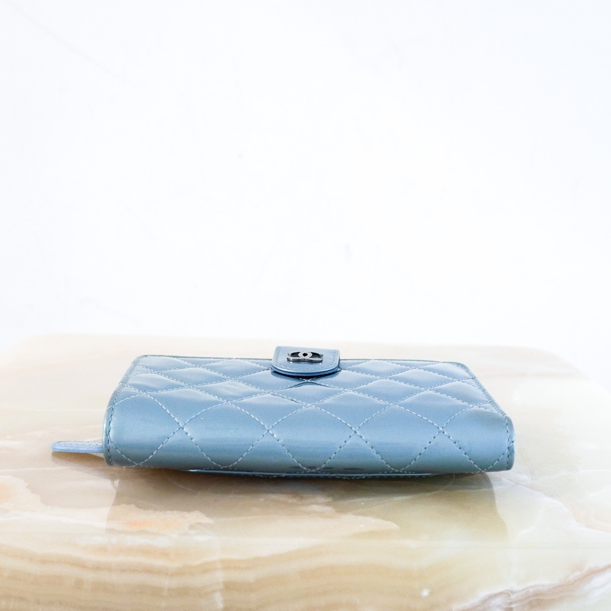 Chanel Patent Wallet in Light Blue RRP £1000 | Authentic Preloved - Reloved Again