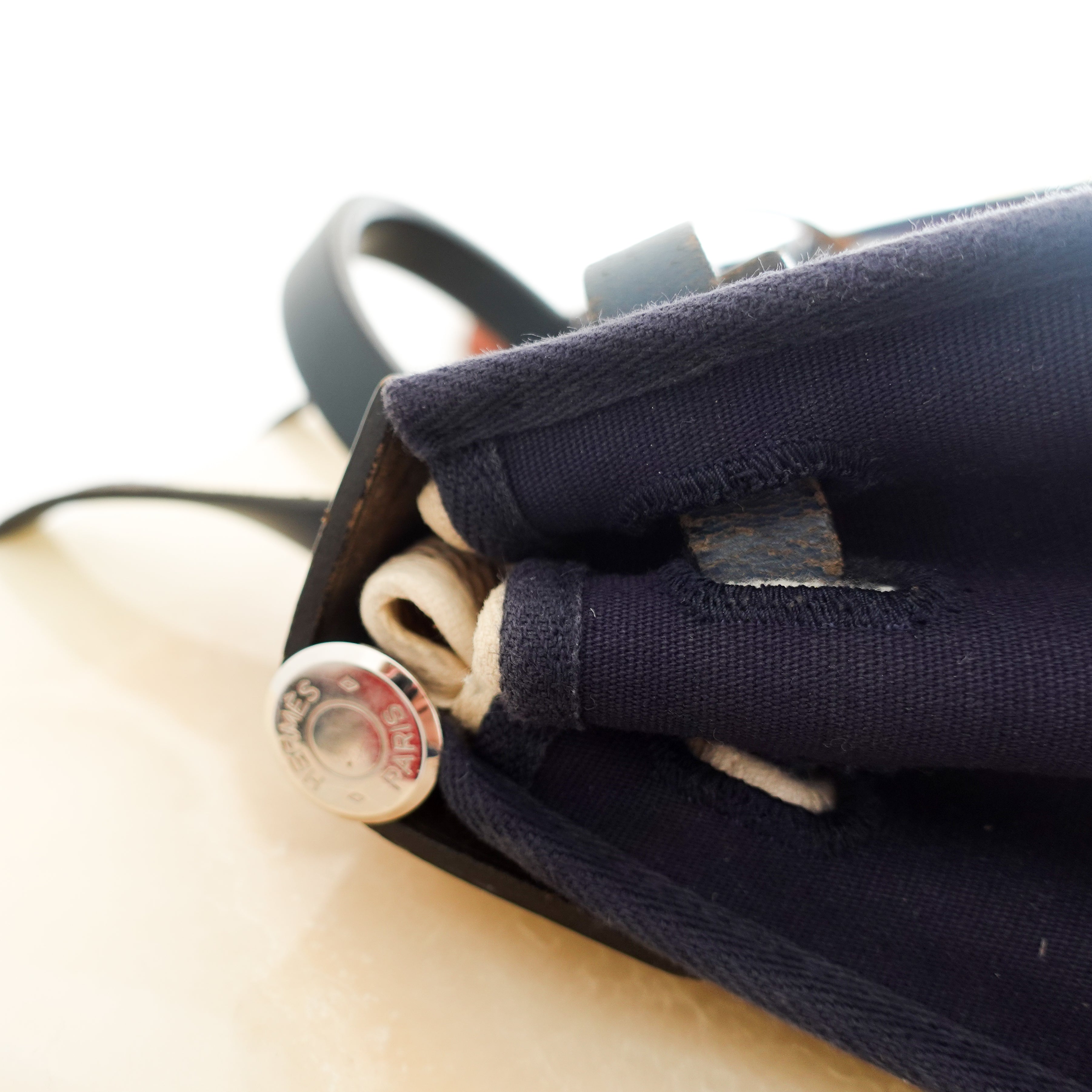 Hermès Navy 30 Canvas Herbag RRP £2300 | Authentic Preloved