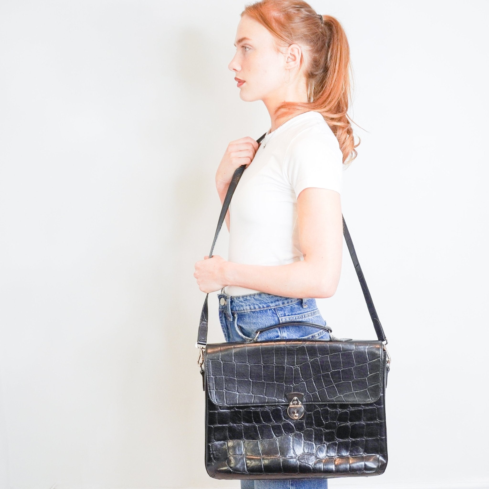 Mulberry Black Croc - Embossed Leather Briefcase RRP £995 | Authentic Preloved - Reloved Again