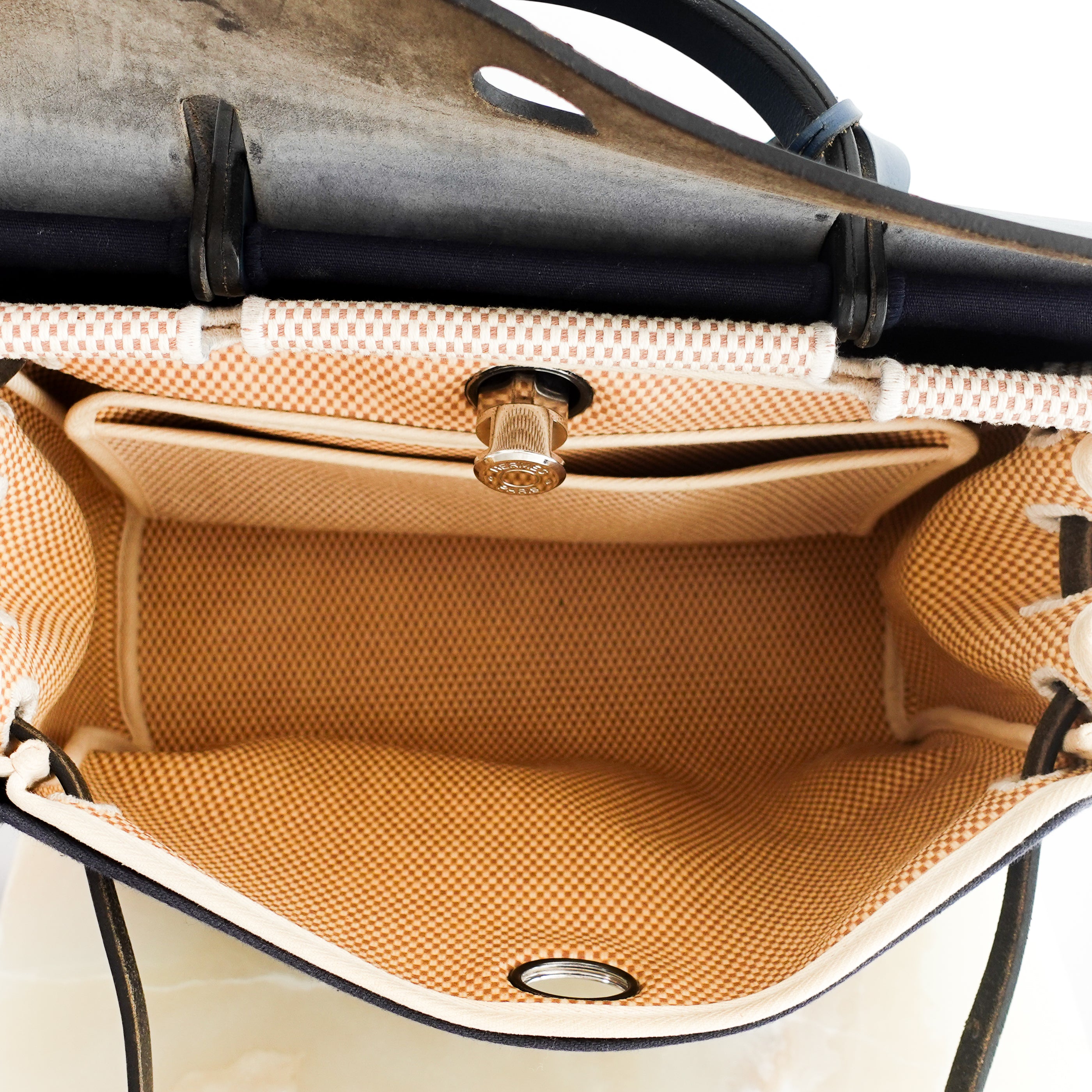 Hermès Navy 30 Canvas Herbag RRP £2300 | Authentic Preloved