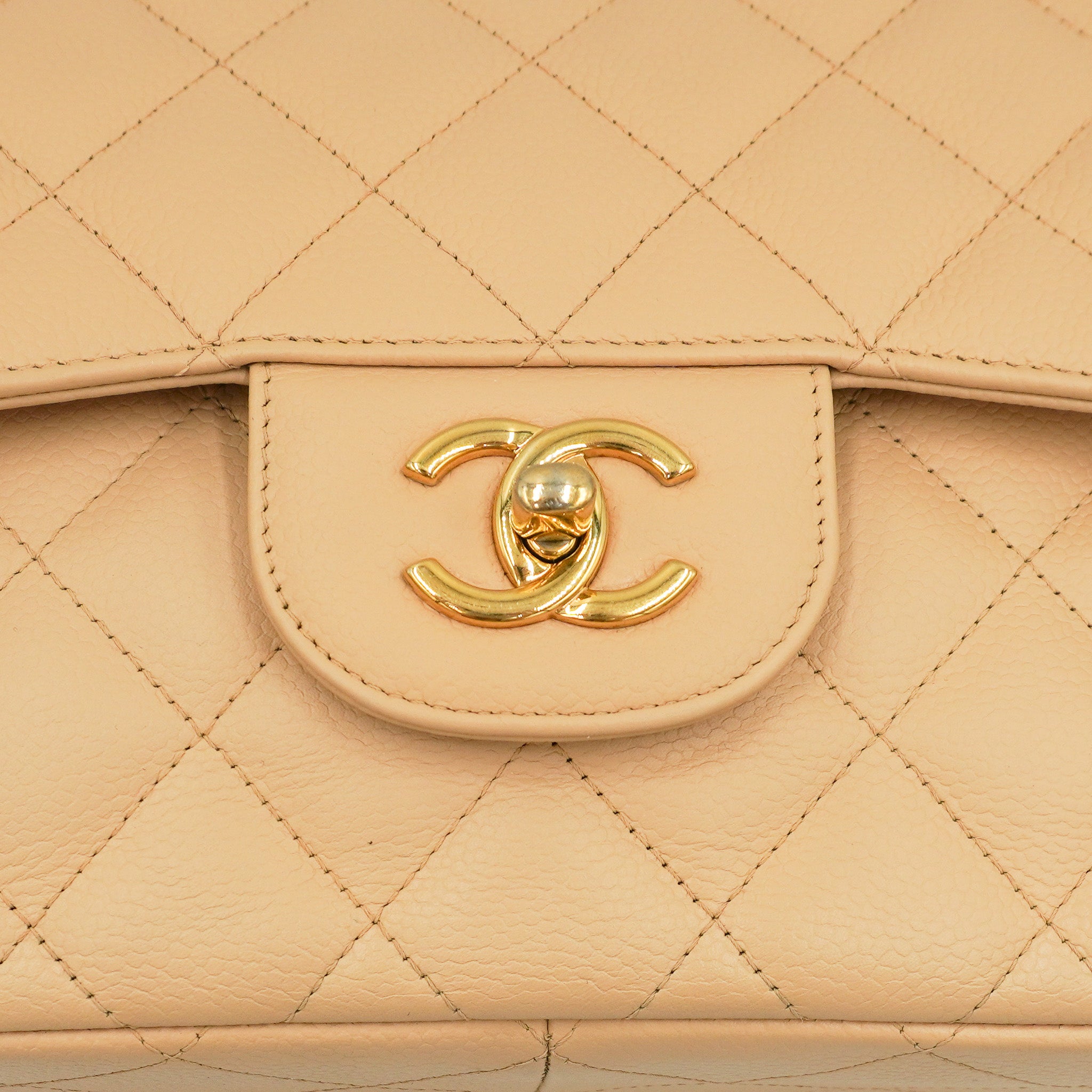 Chanel Jumbo Classic Double Flap Bag in Beige Caviar Leather RRP (£9830) | Authentic Preloved