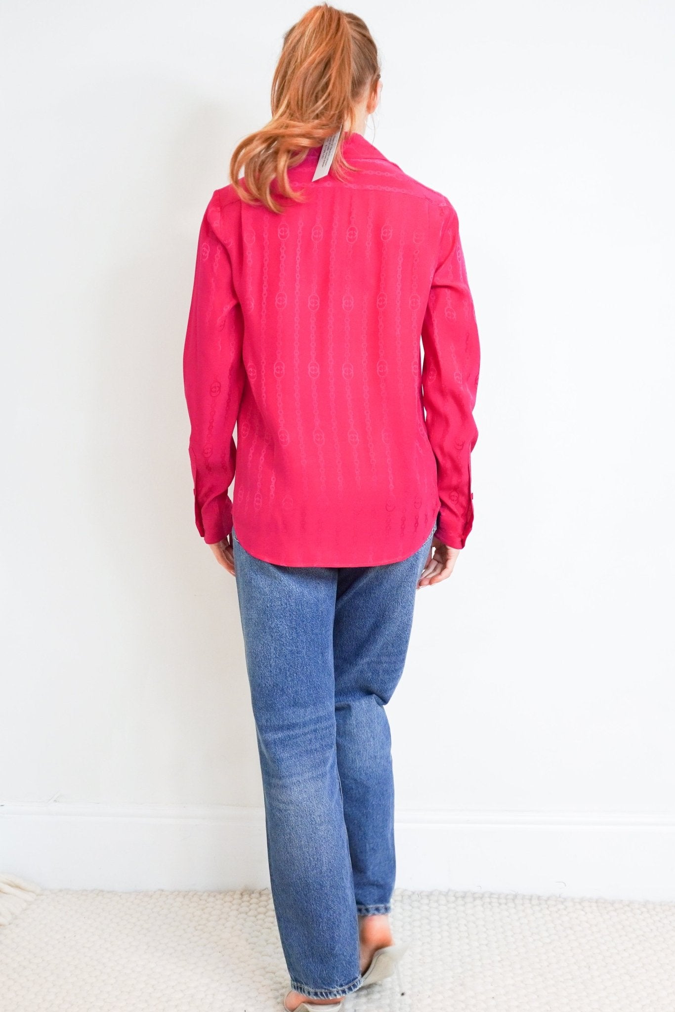 Gucci Pink GG Silk Jacquard Shirt RRP £1250 | Authentic Preloved - Reloved Again