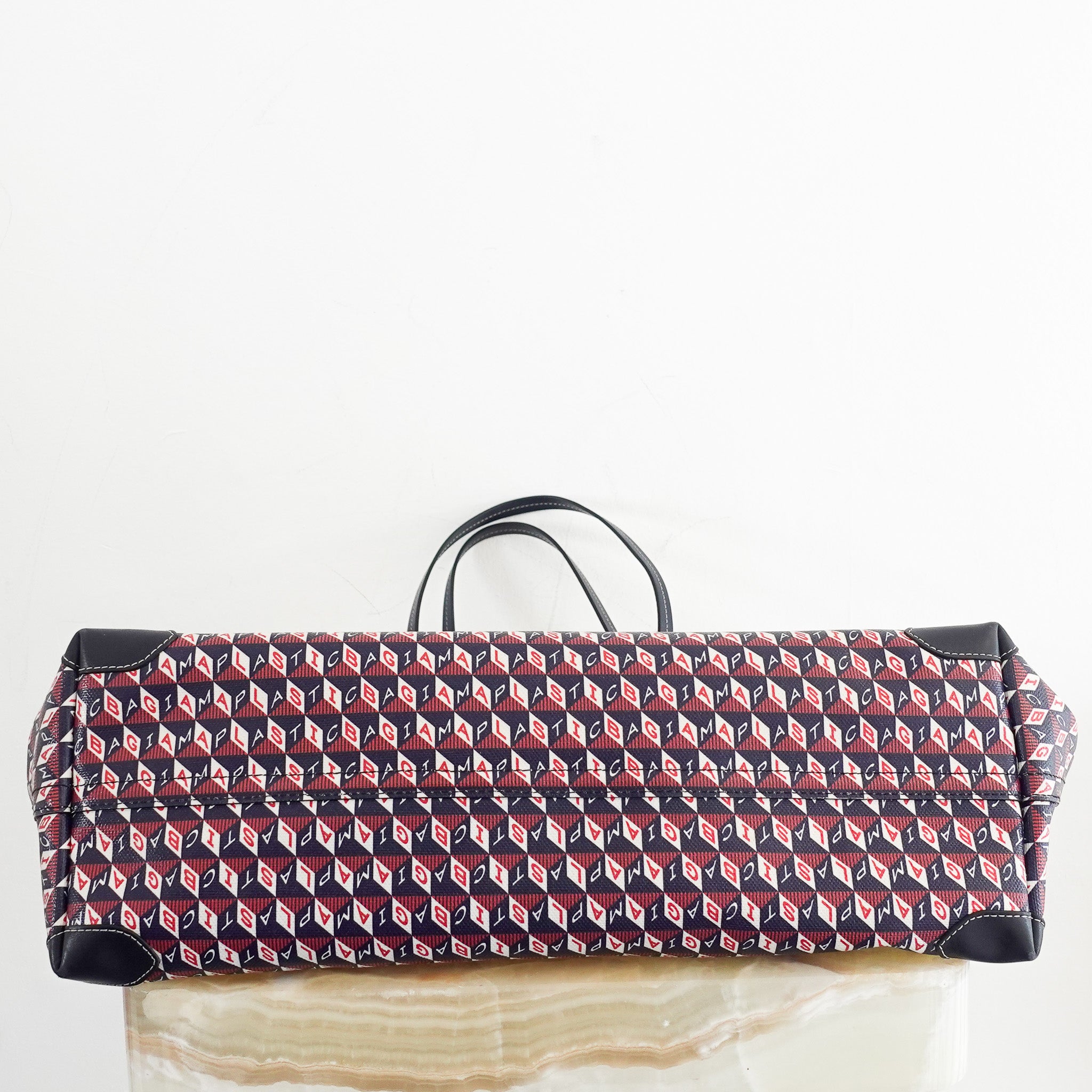 Anya Hindmarch I Am A Plastic Bag Zipped Motif Navy Tote RRP £600 | Authentic Preloved