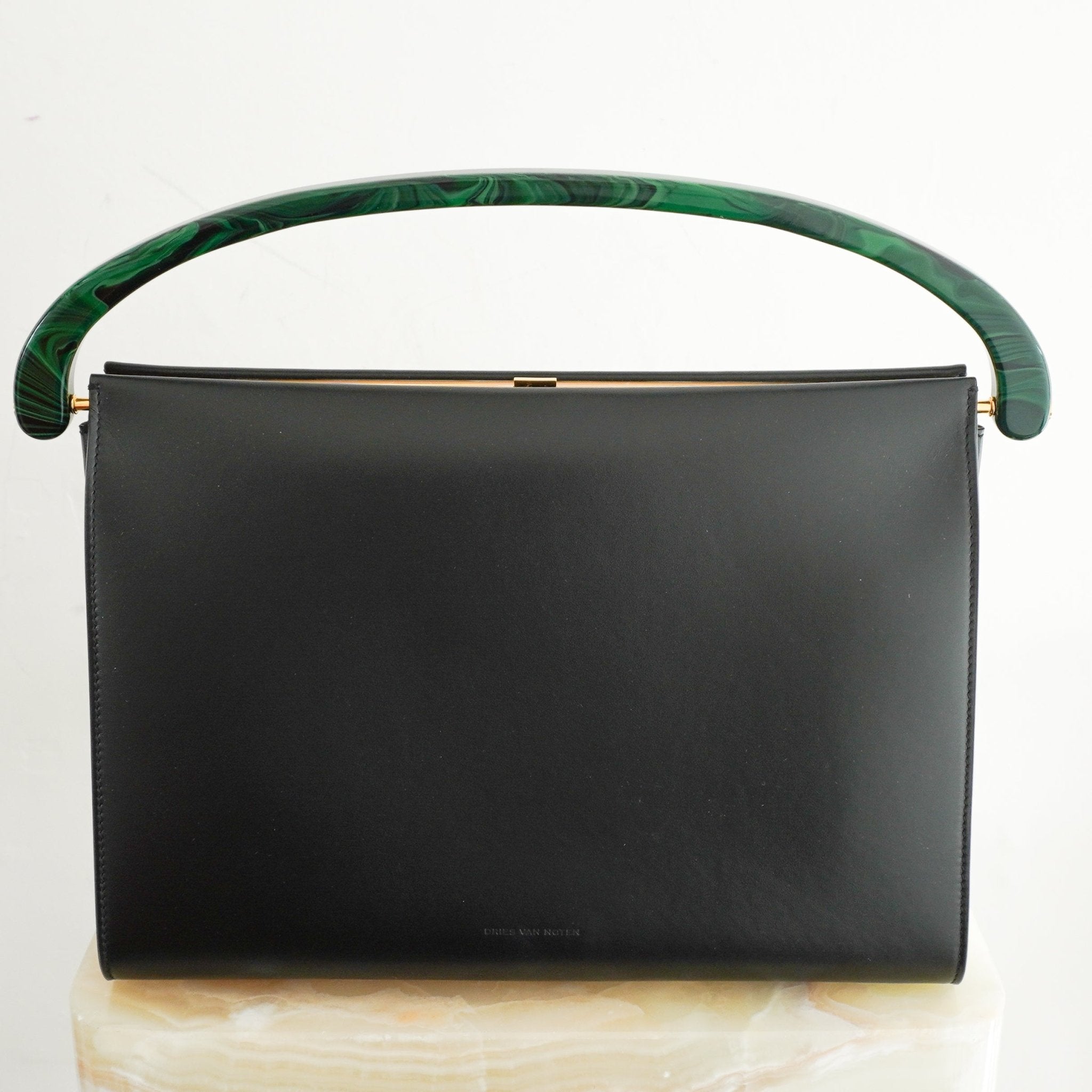 NEW Dries Van Noten Large Leather Bag with Resin Handle RRP £2100 | Authentic Preloved - Reloved Again