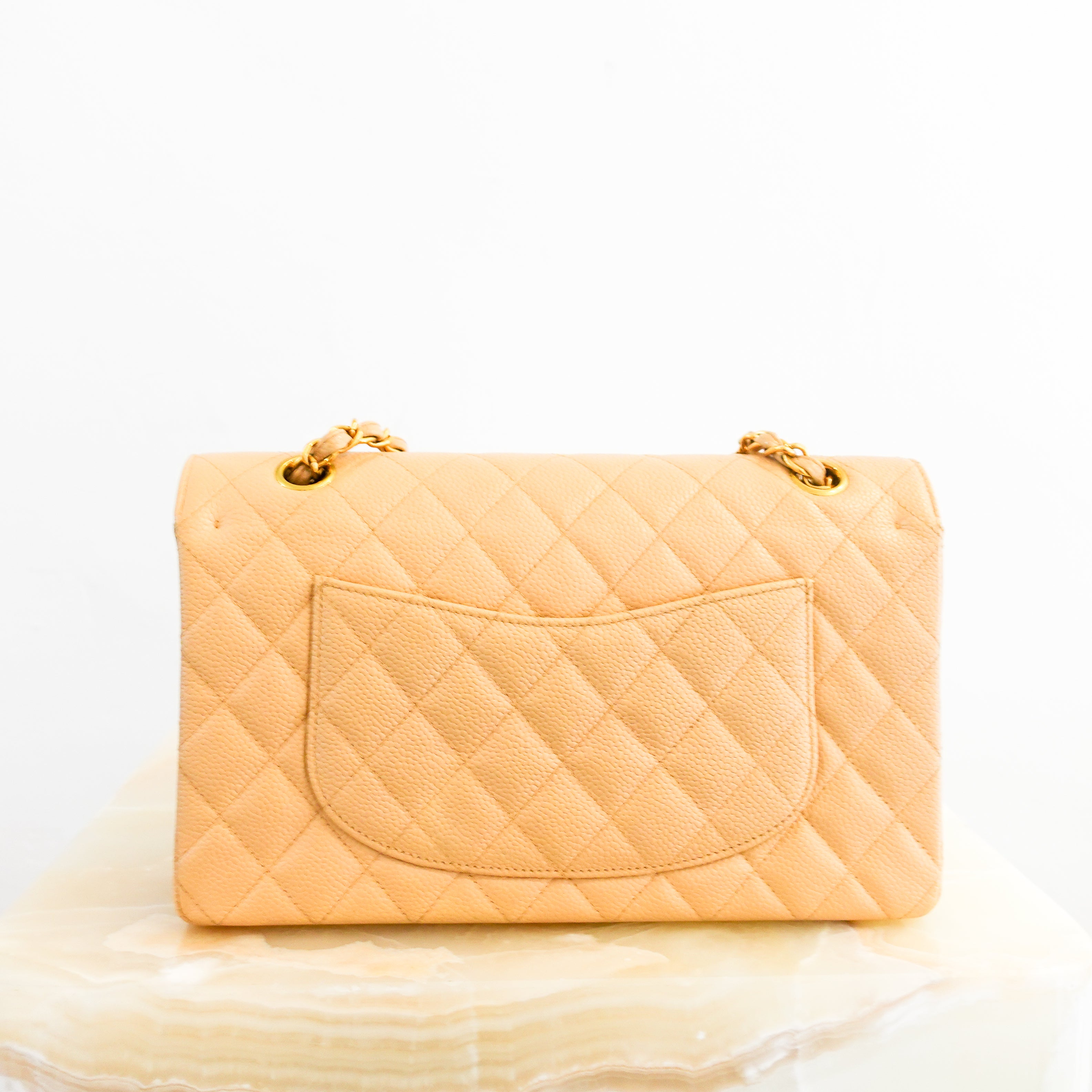 Vintage Chanel Caviar Medium Double Flap Beige Handbag RRP £8.5K | Authentic Preloved