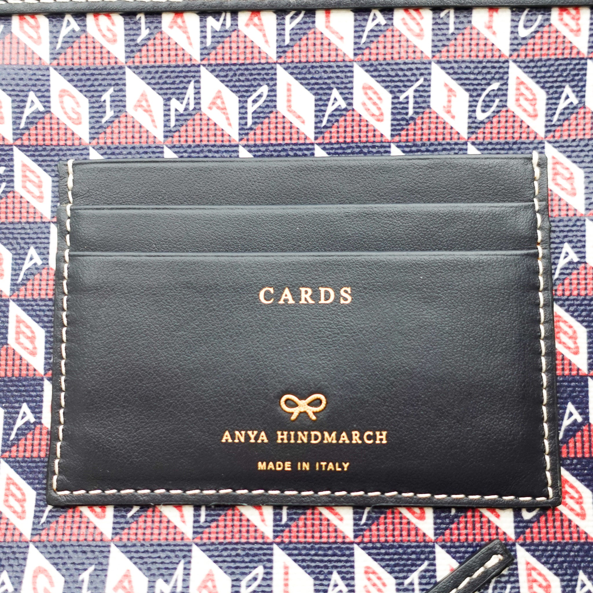 Anya Hindmarch I Am A Plastic Bag Zipped Motif Navy Tote RRP £600 | Authentic Preloved
