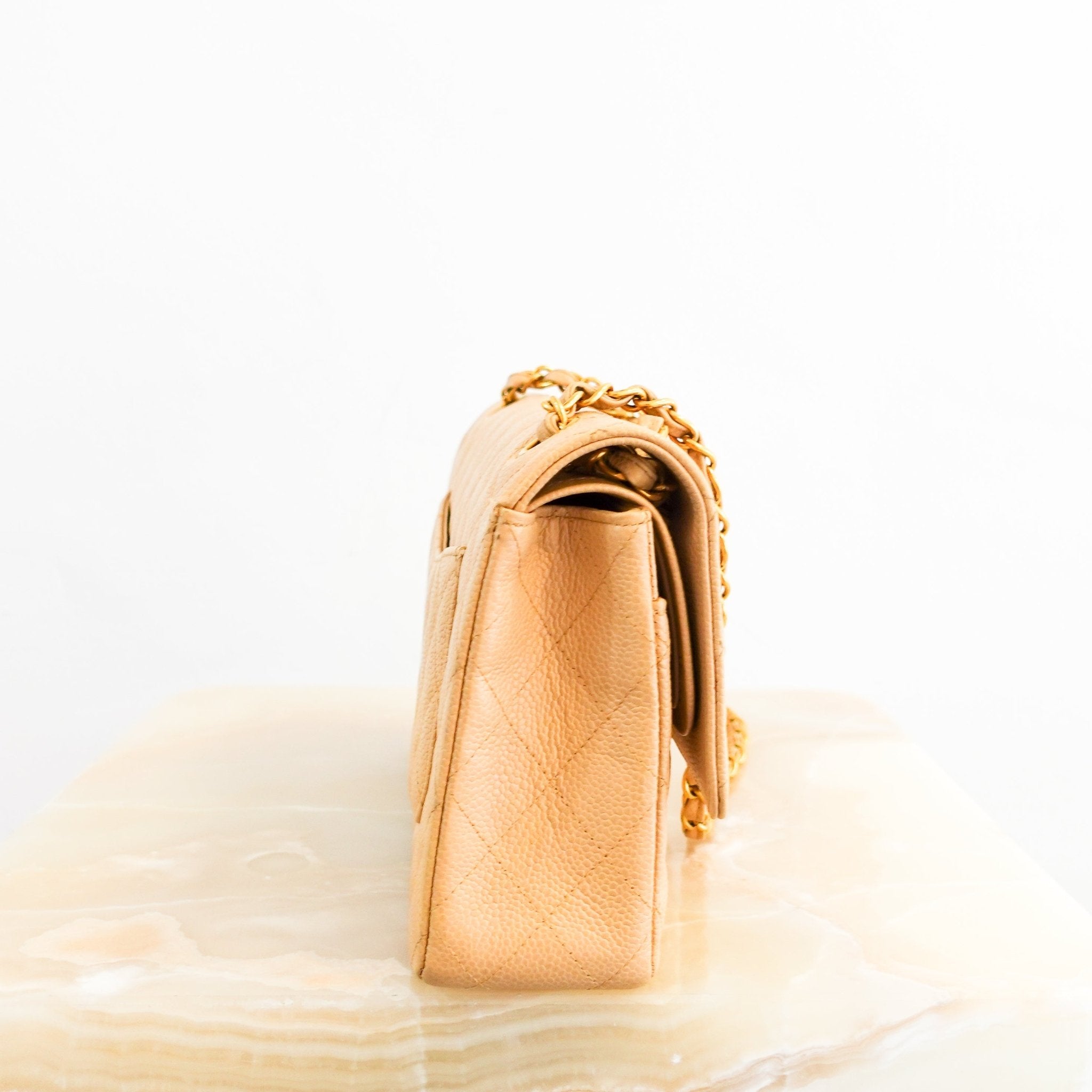 Vintage Chanel Caviar Medium Double Flap Beige Handbag RRP £8.5K | Authentic Preloved - Reloved Again