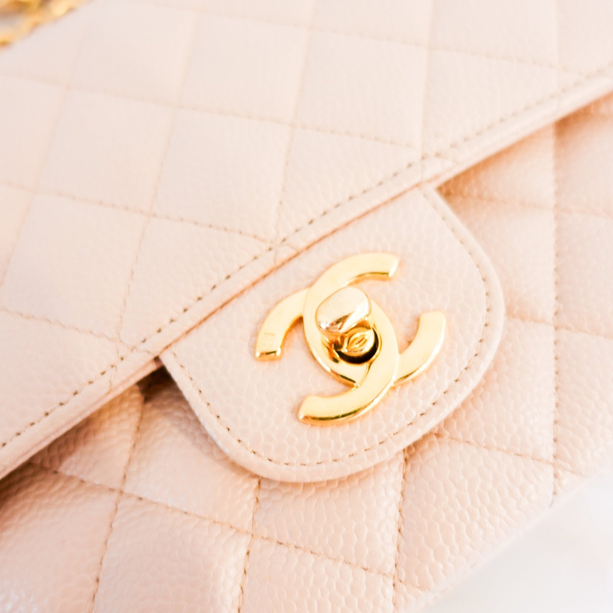 Vintage Chanel Caviar Medium Double Flap Beige Handbag RRP £8.5K | Authentic Preloved - Reloved Again