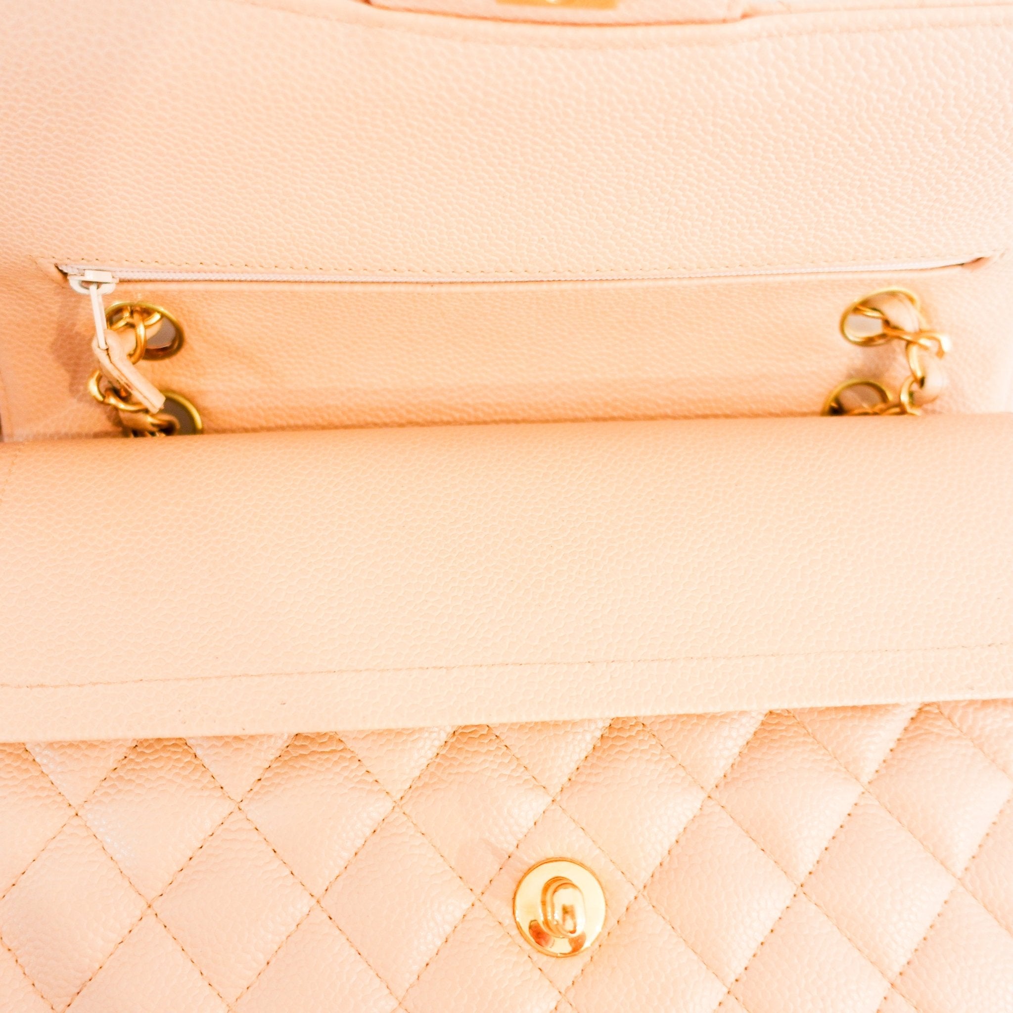 Vintage Chanel Caviar Medium Double Flap Beige Handbag RRP £8.5K | Authentic Preloved - Reloved Again